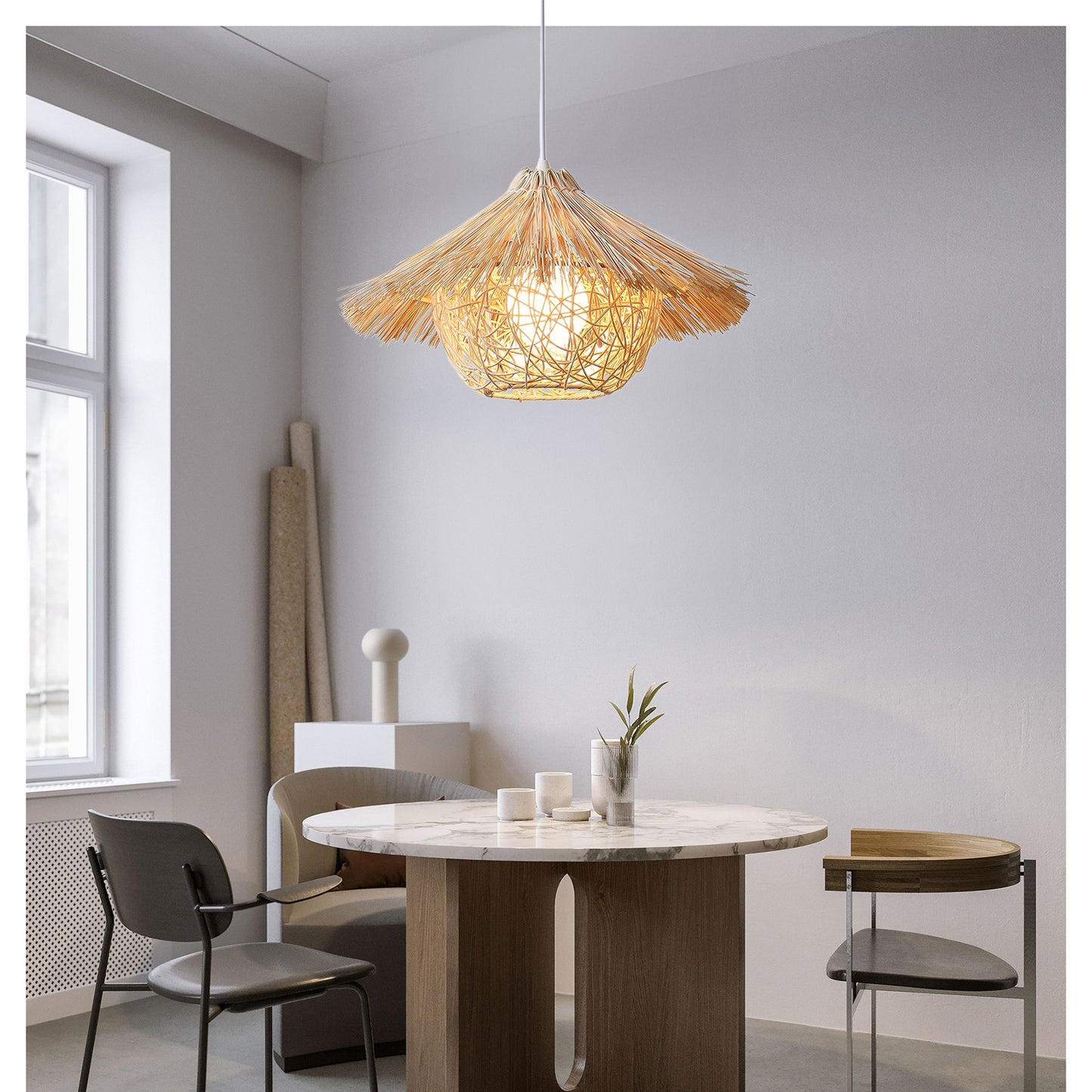 Straw Hat Traditional Material Pendant Light