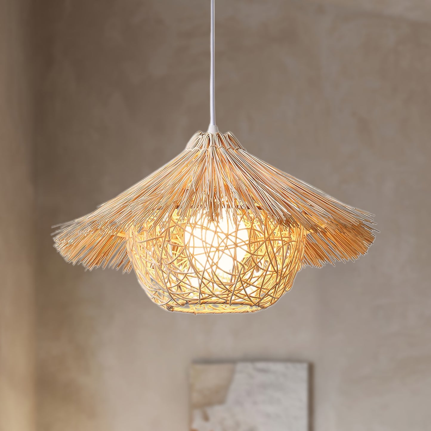 Straw Hat Traditional Material Pendant Light