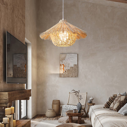 Straw Hat Traditional Material Pendant Light