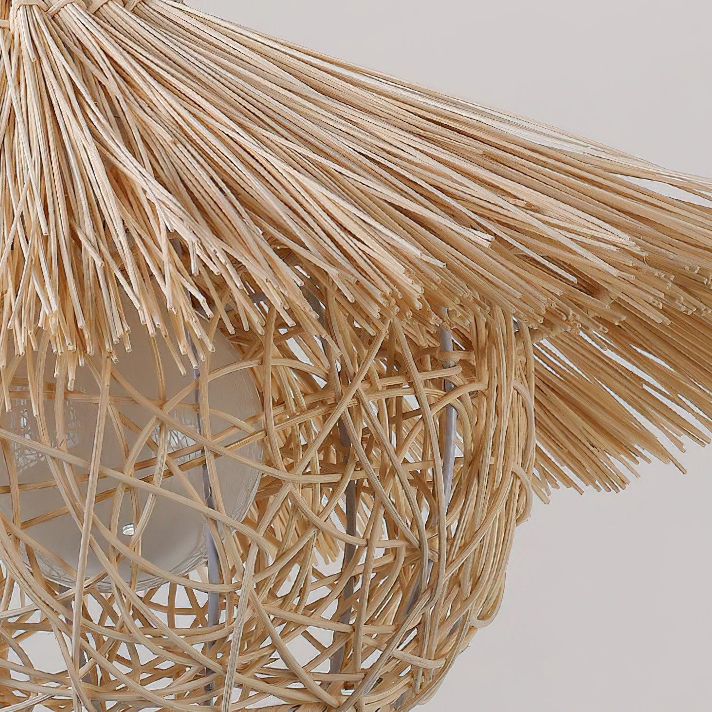 Straw Hat Traditional Material Pendant Light