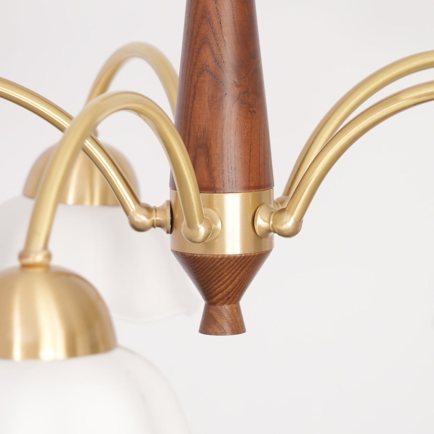 Swedish Brass Modern Wood Chandelier