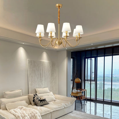 Tapered Fabric Minimalist Brass Chandelier