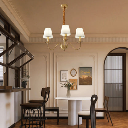 Tapered Fabric Minimalist Brass Chandelier