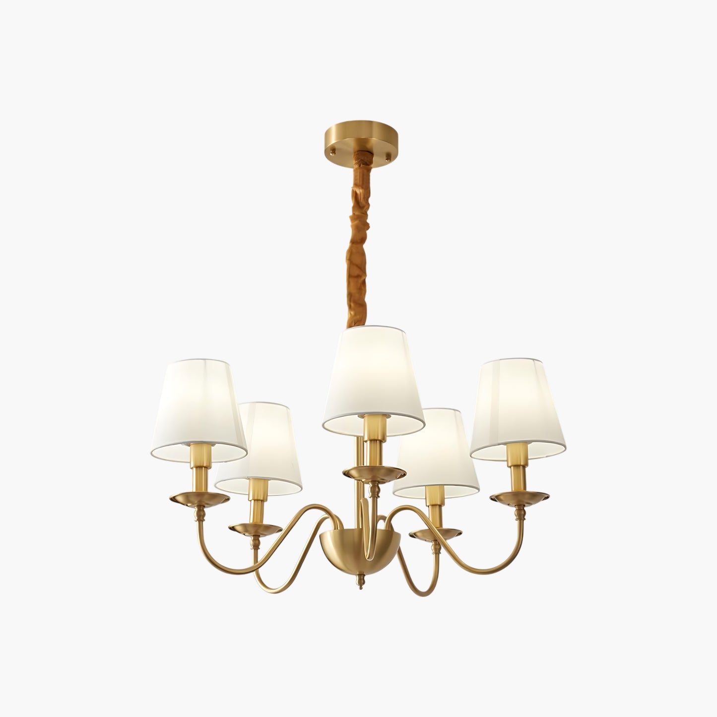 Tapered Fabric Minimalist Brass Chandelier