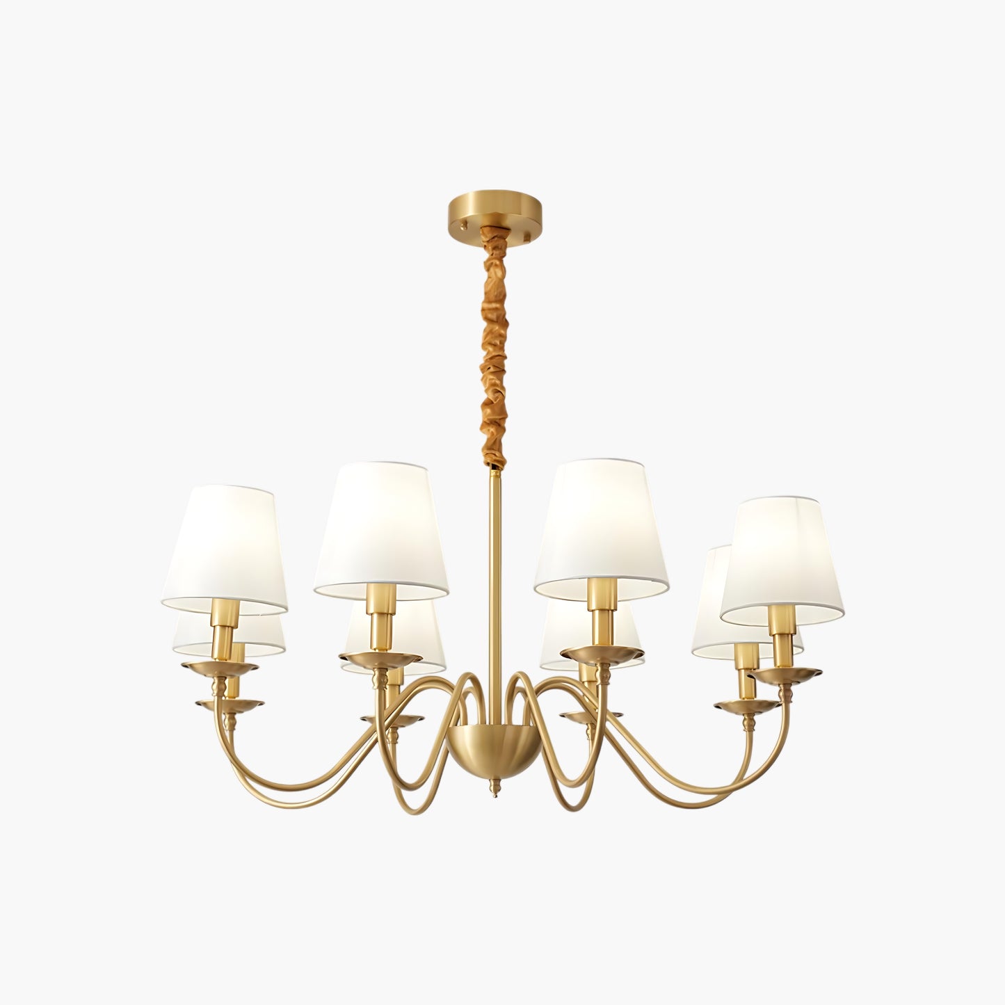 Tapered Fabric Minimalist Brass Chandelier