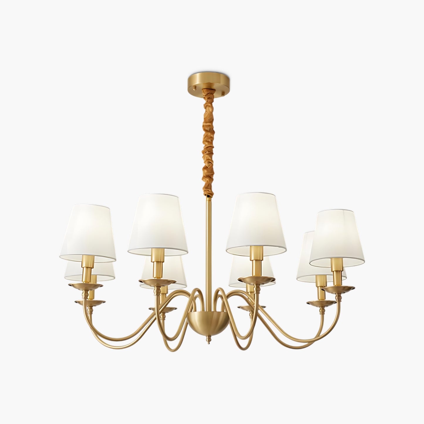 Tapered Fabric Minimalist Brass Chandelier