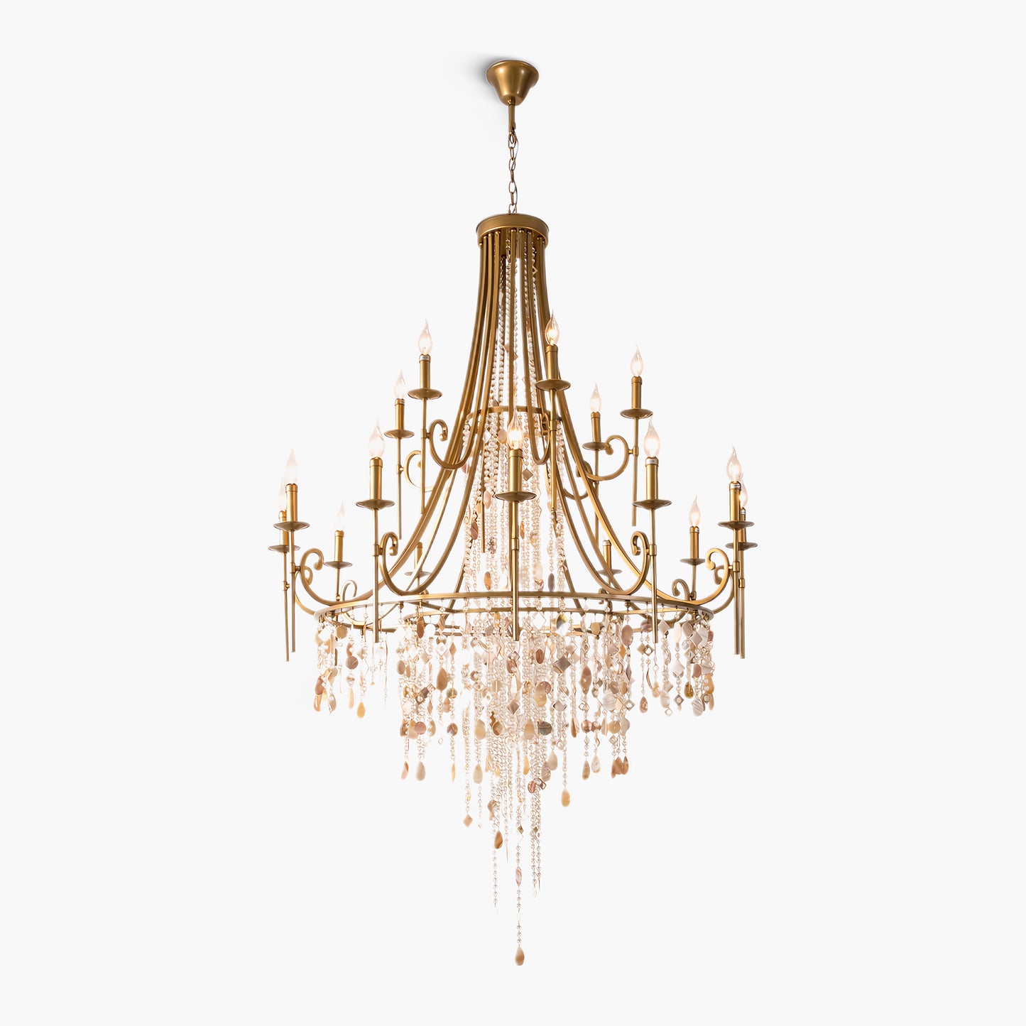 Tatum Lux Shell Crystal Eclectic Metal Chandelier