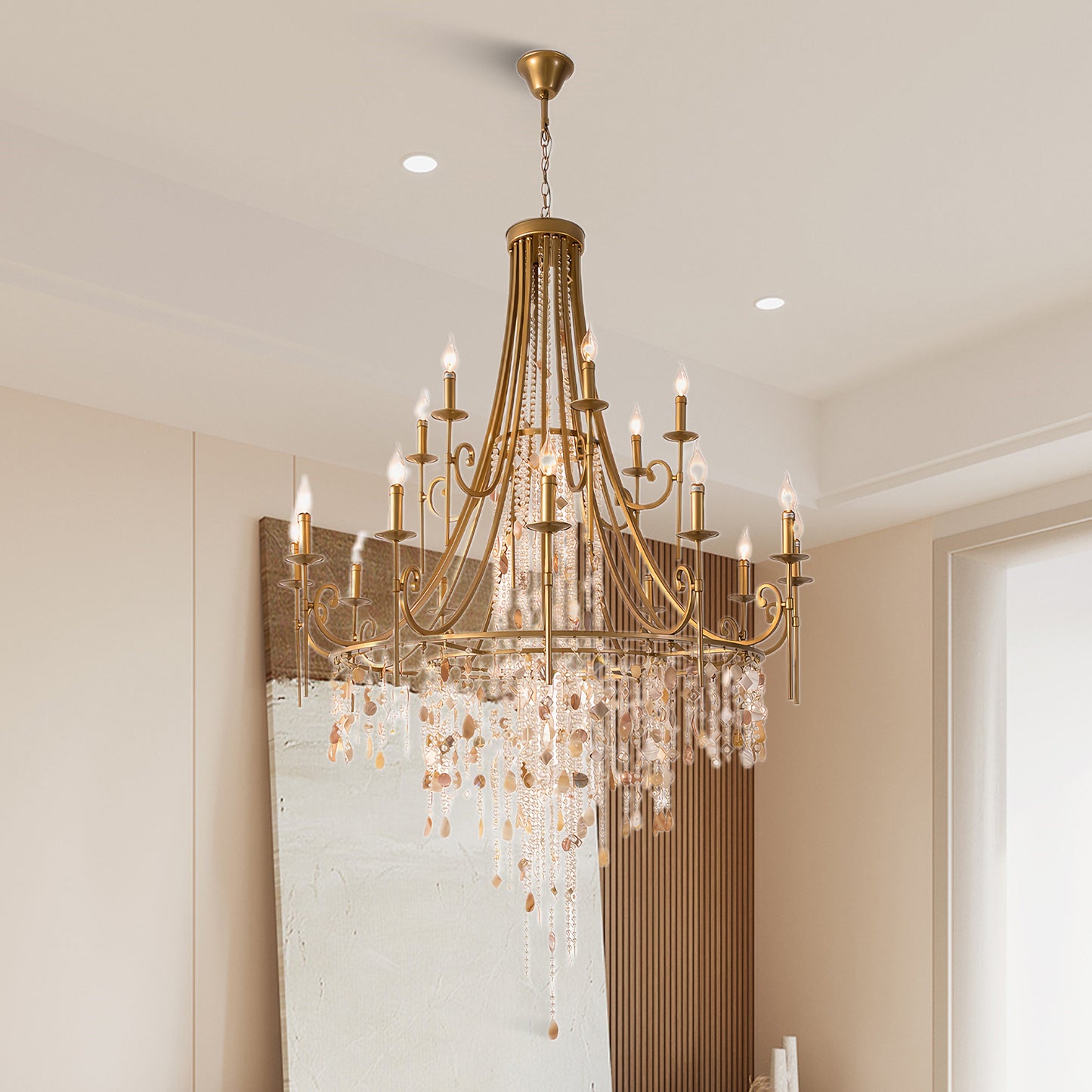 Tatum Lux Shell Crystal Eclectic Metal Chandelier