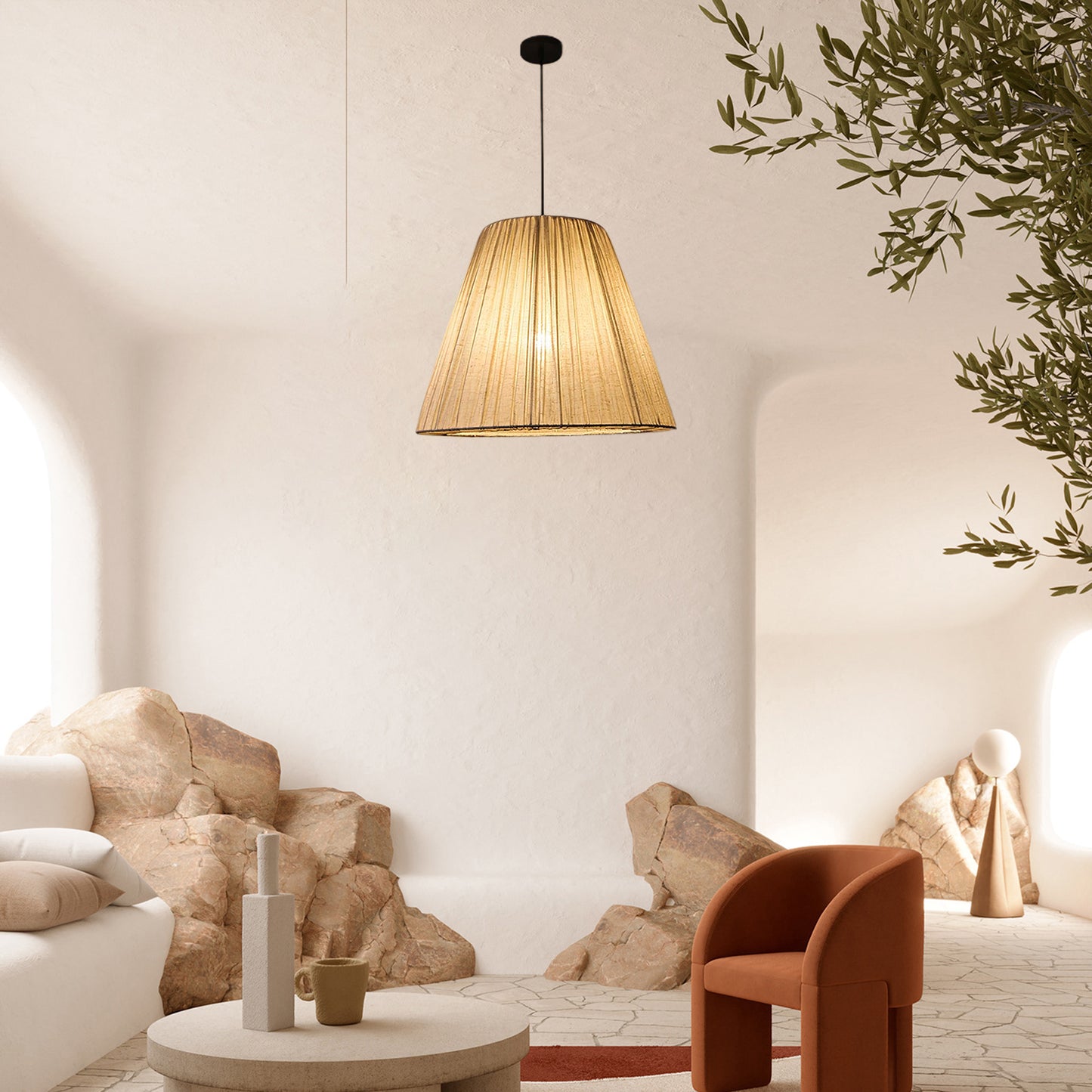 Textile Taper Contemporary Metal Pendant Lamp