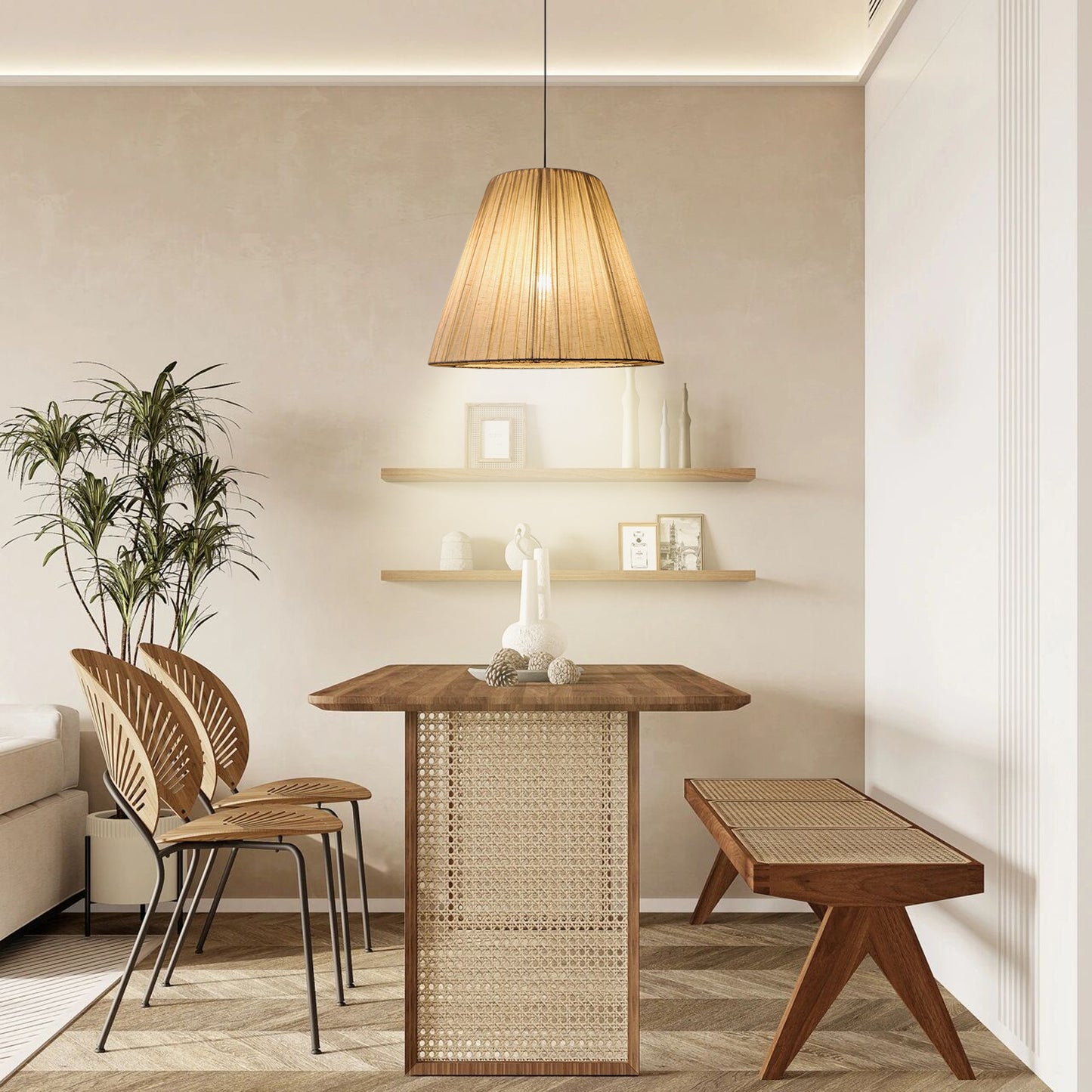 Textile Taper Contemporary Metal Pendant Lamp