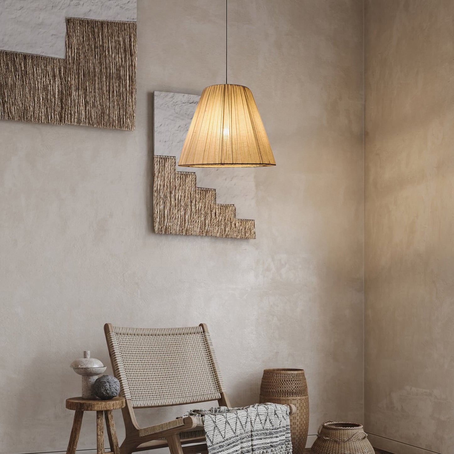 Textile Taper Contemporary Metal Pendant Lamp