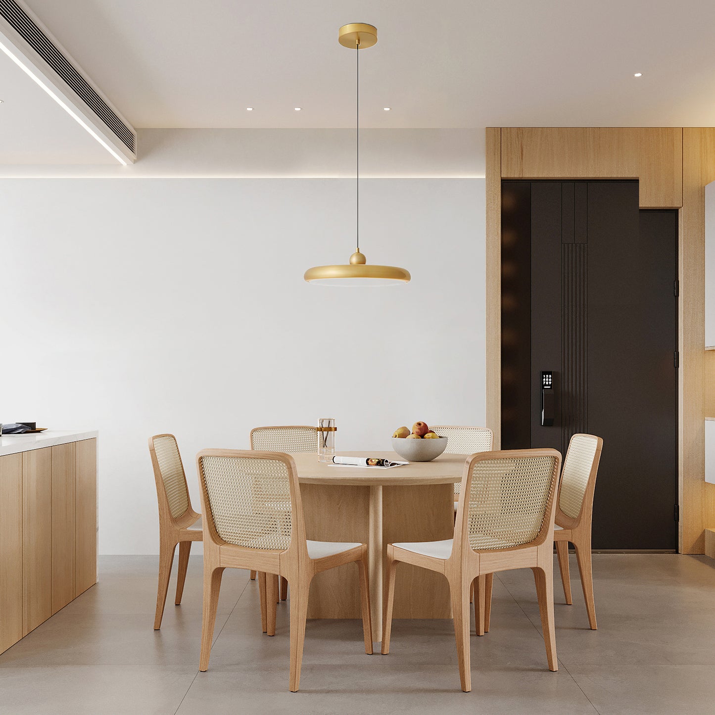 Thin Disc Modern Brass Pendant Lamp