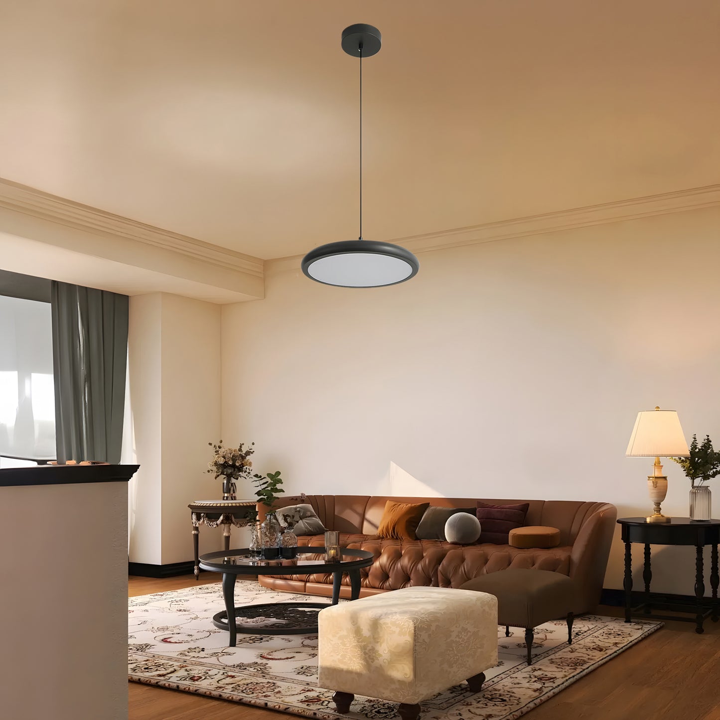 Thin Disc Modern Brass Pendant Lamp