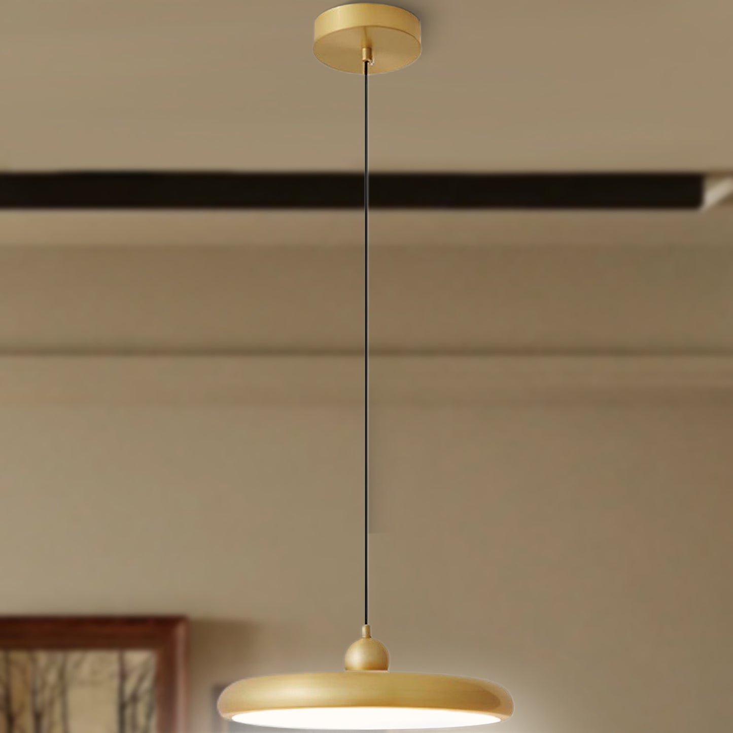 Thin Disc Modern Brass Pendant Lamp