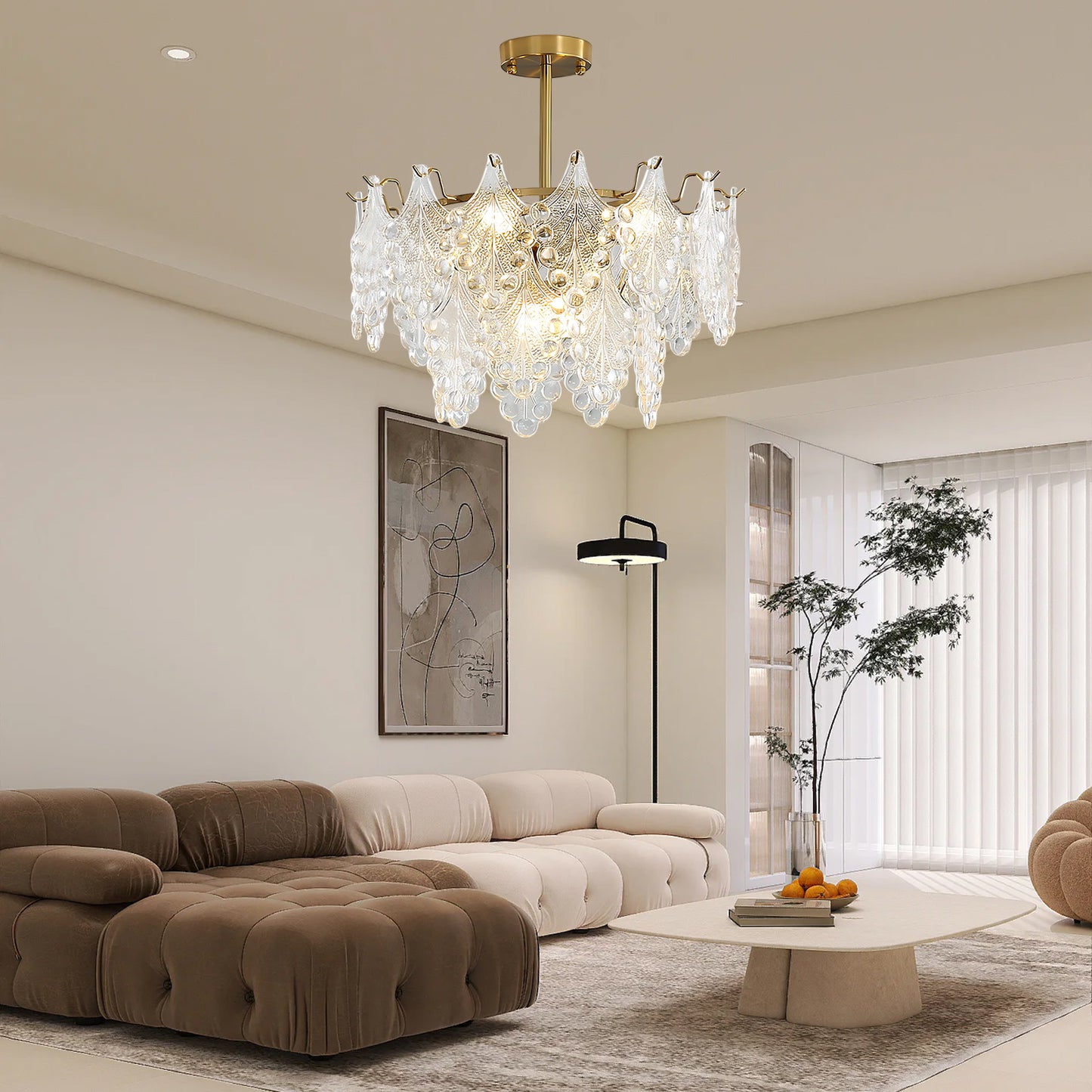 Tiered Carved Modern Crystal Chandelier