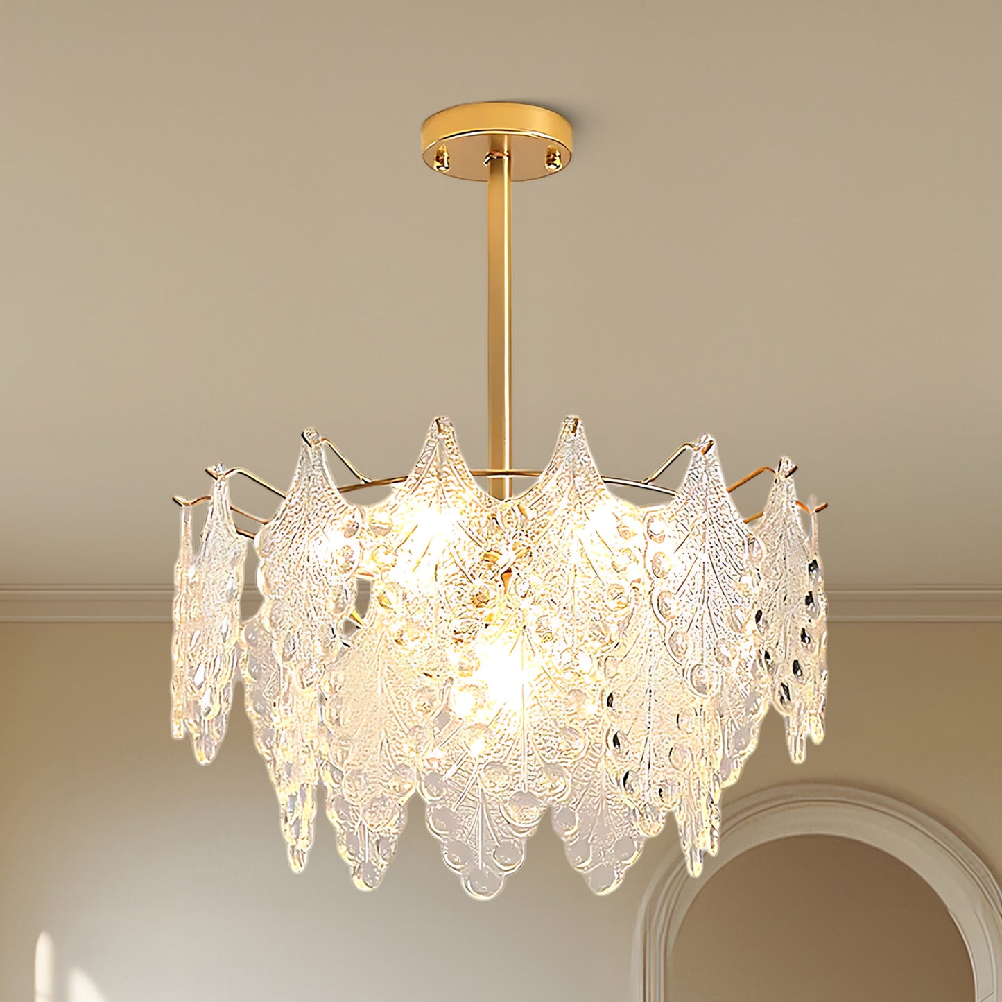 Tiered Carved Modern Crystal Chandelier