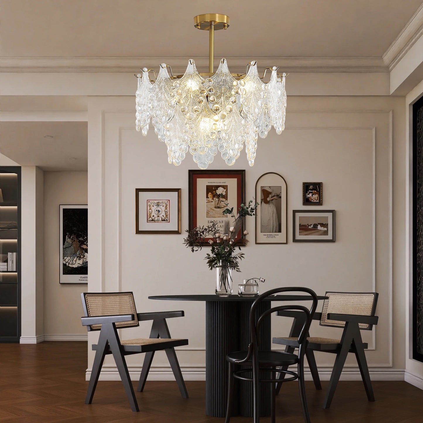 Tiered Carved Modern Crystal Chandelier