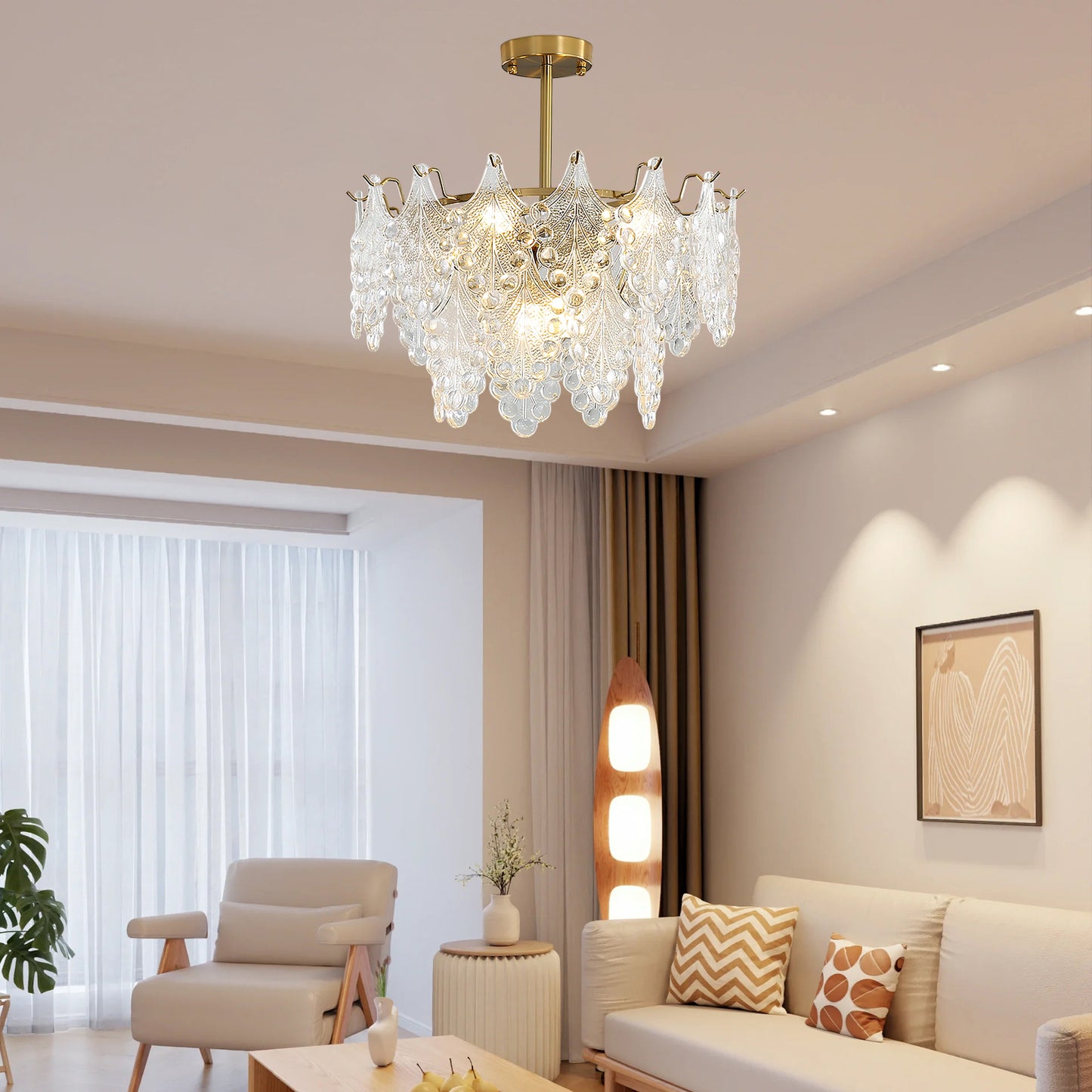 Tiered Carved Modern Crystal Chandelier