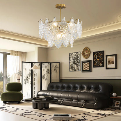 Tiered Carved Modern Crystal Chandelier