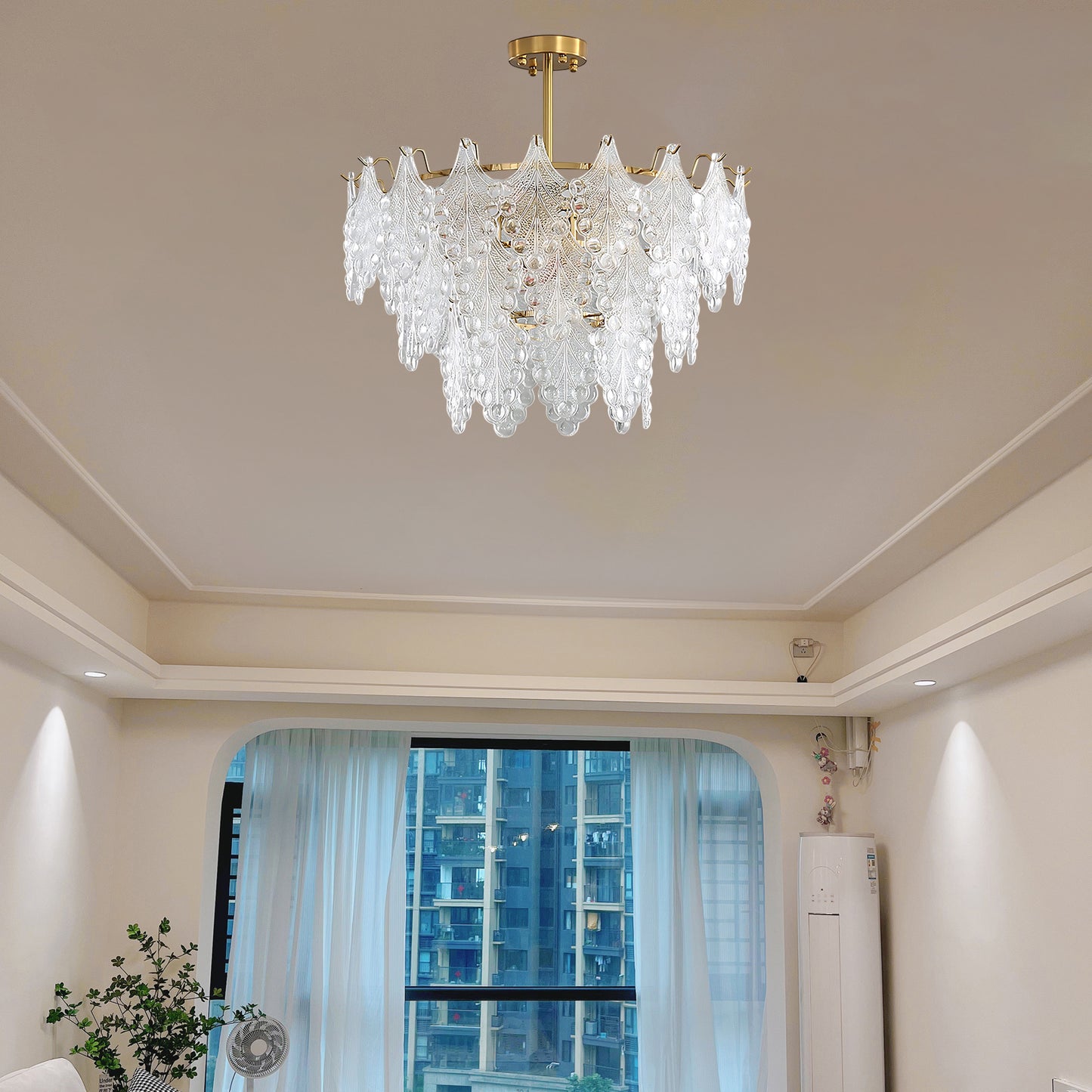 Tiered Carved Modern Crystal Chandelier