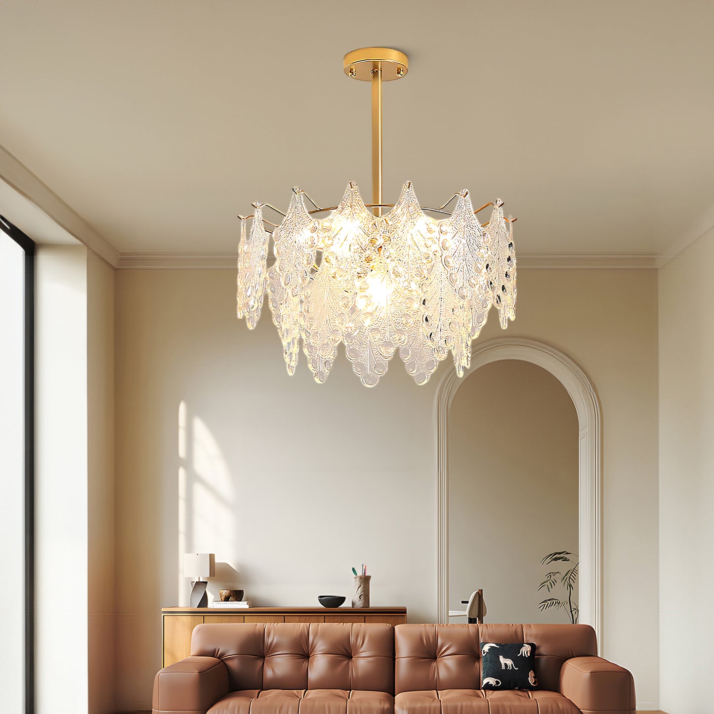 Tiered Carved Modern Crystal Chandelier