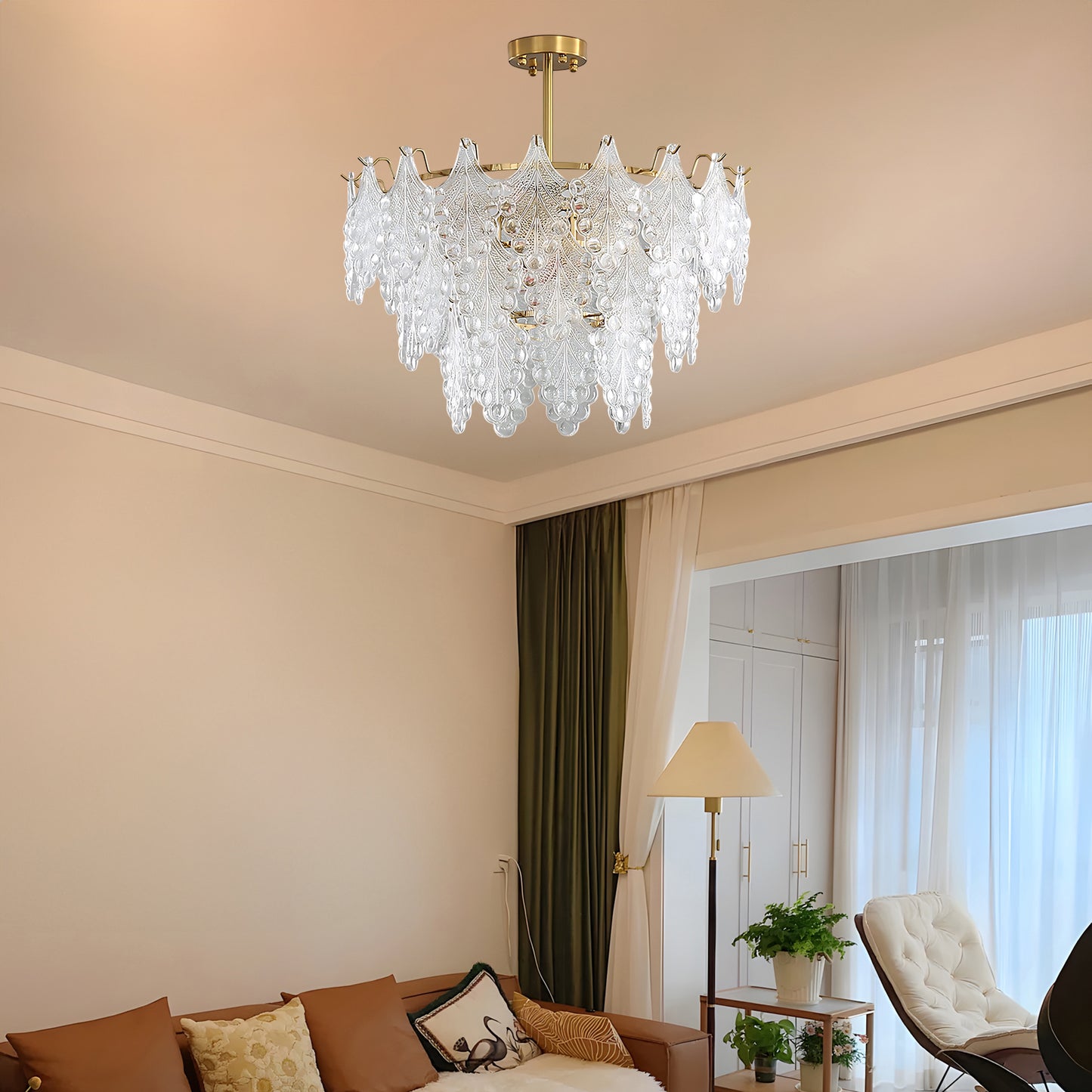 Tiered Carved Modern Crystal Chandelier