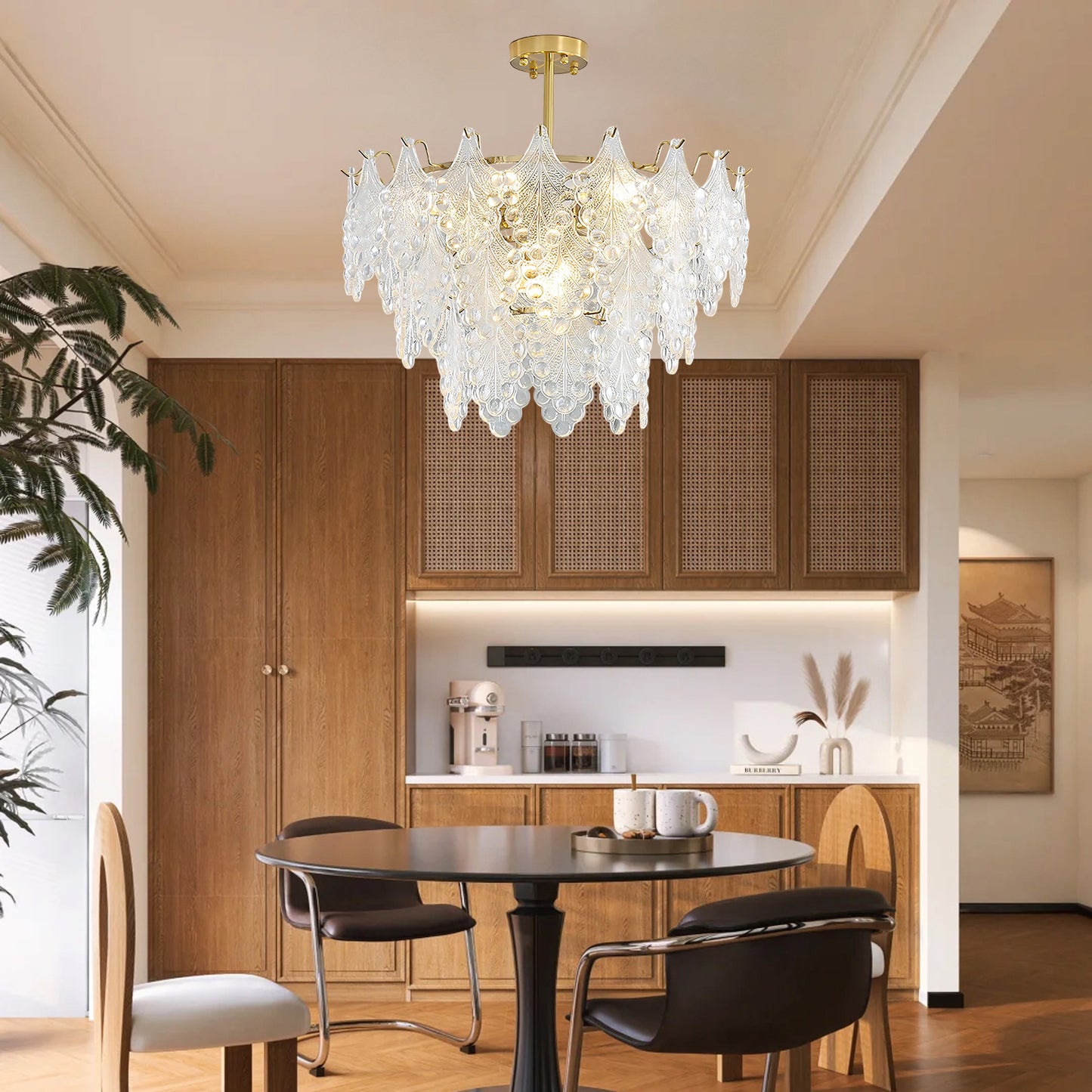 Tiered Carved Modern Crystal Chandelier