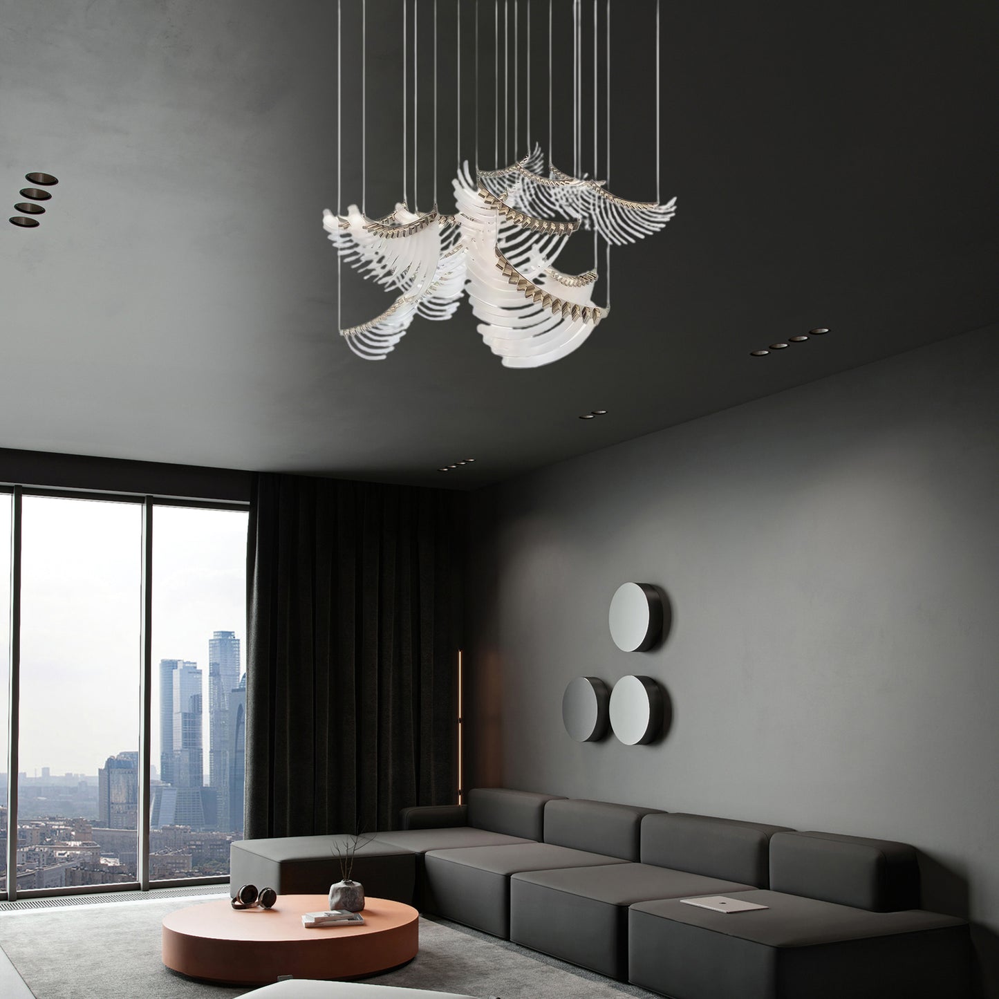 Tiered Palmette Contemporary Crystal Chandelier