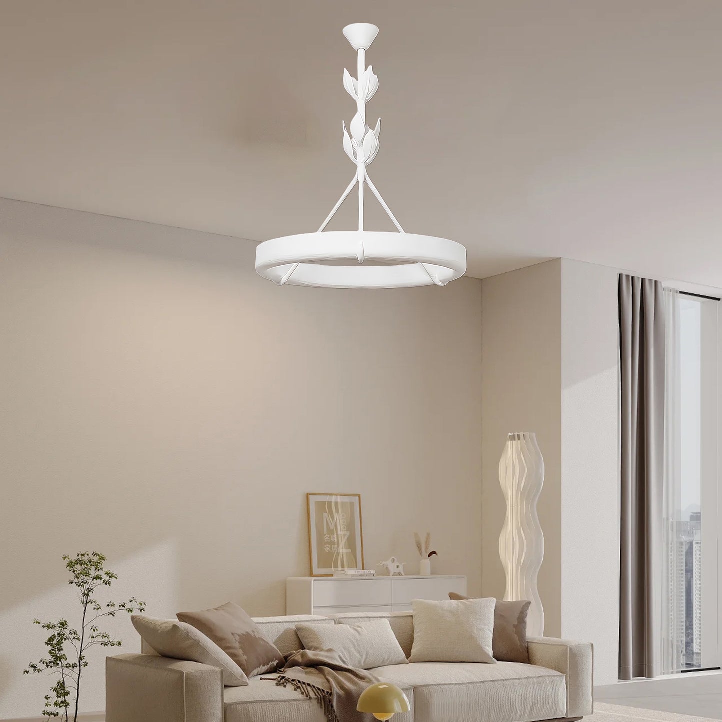 Tinsley Plaster Minimalist Metal Chandelier