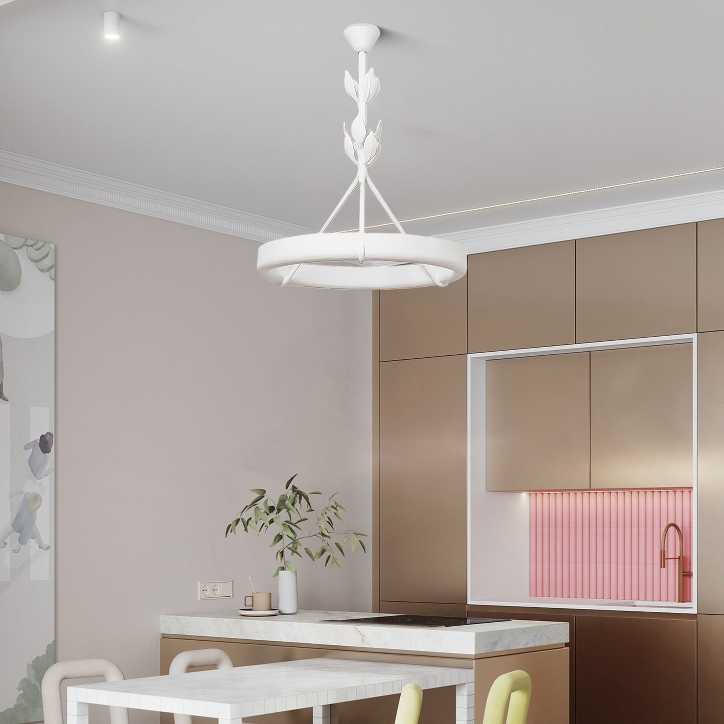 Tinsley Plaster Minimalist Metal Chandelier