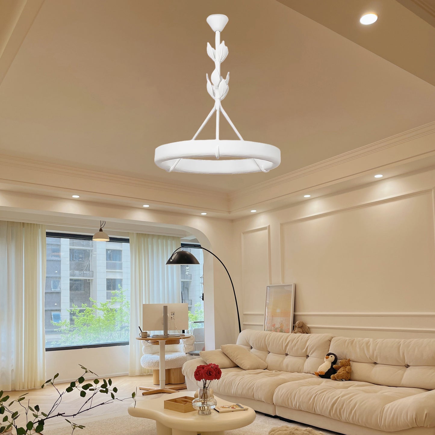 Tinsley Plaster Minimalist Metal Chandelier