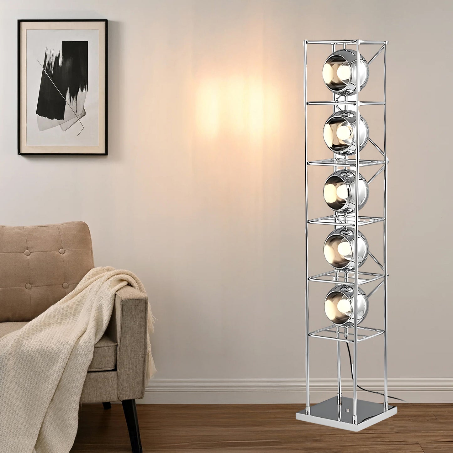 Tower of Spheres Modern Crystal Floor Lamp