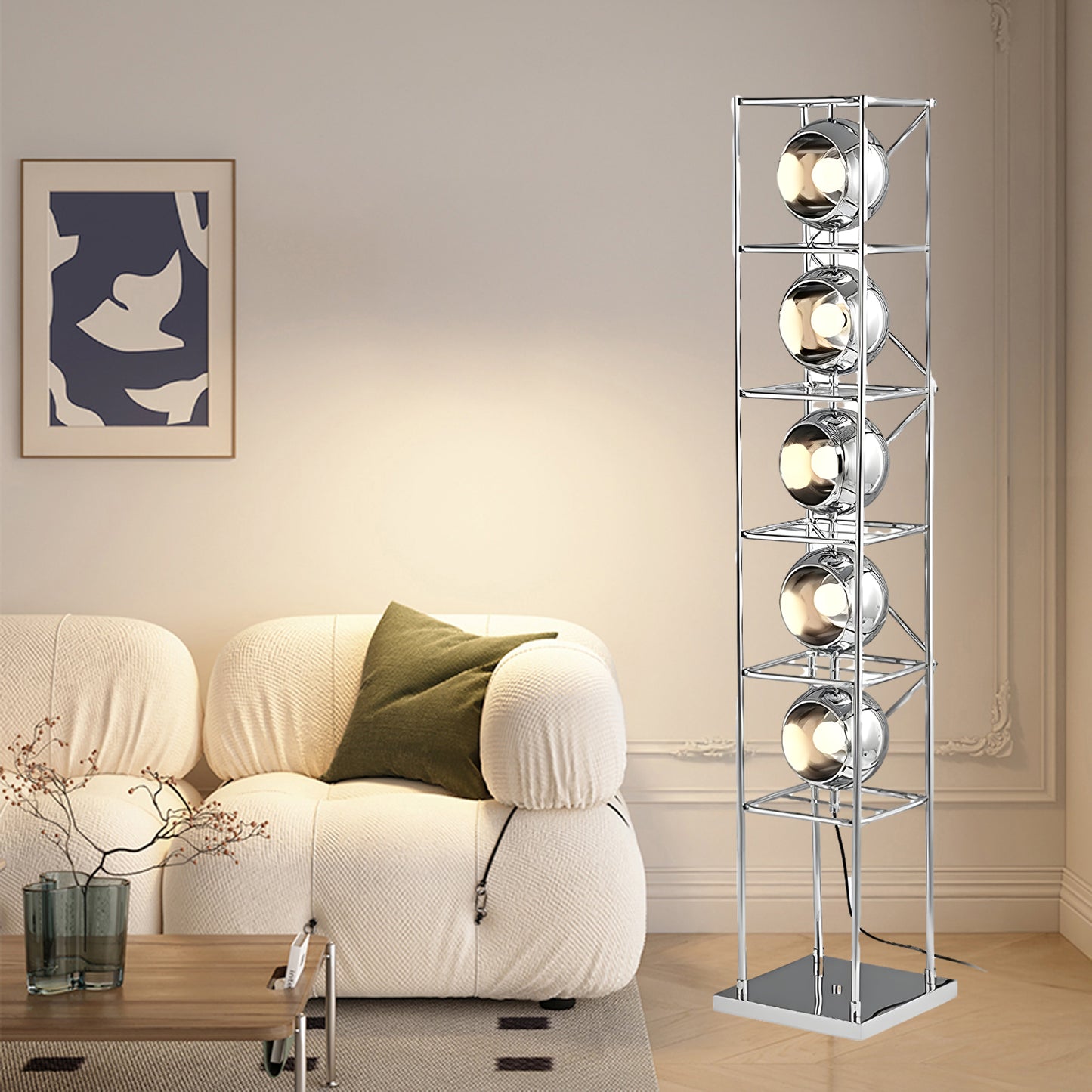 Tower of Spheres Modern Crystal Floor Lamp