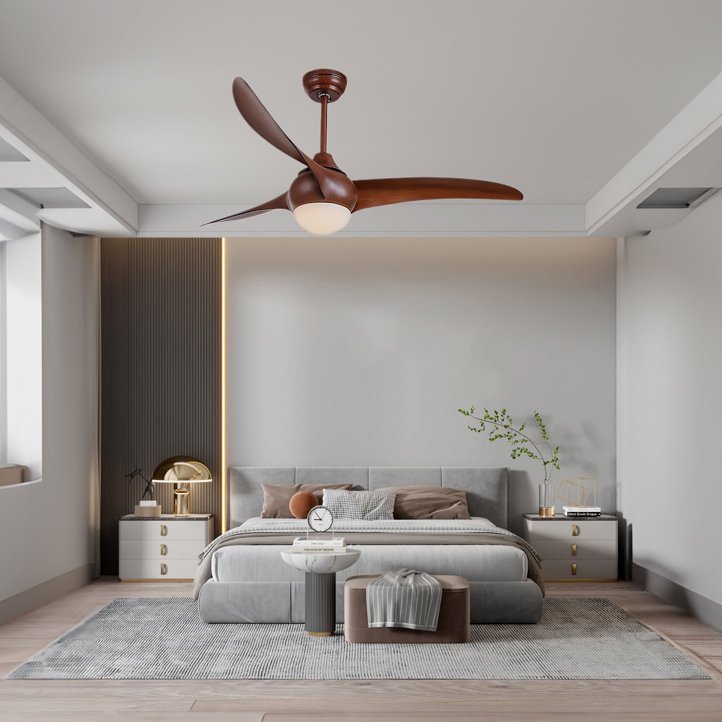 Traditional Contemporary Wood Ceiling Fan Light