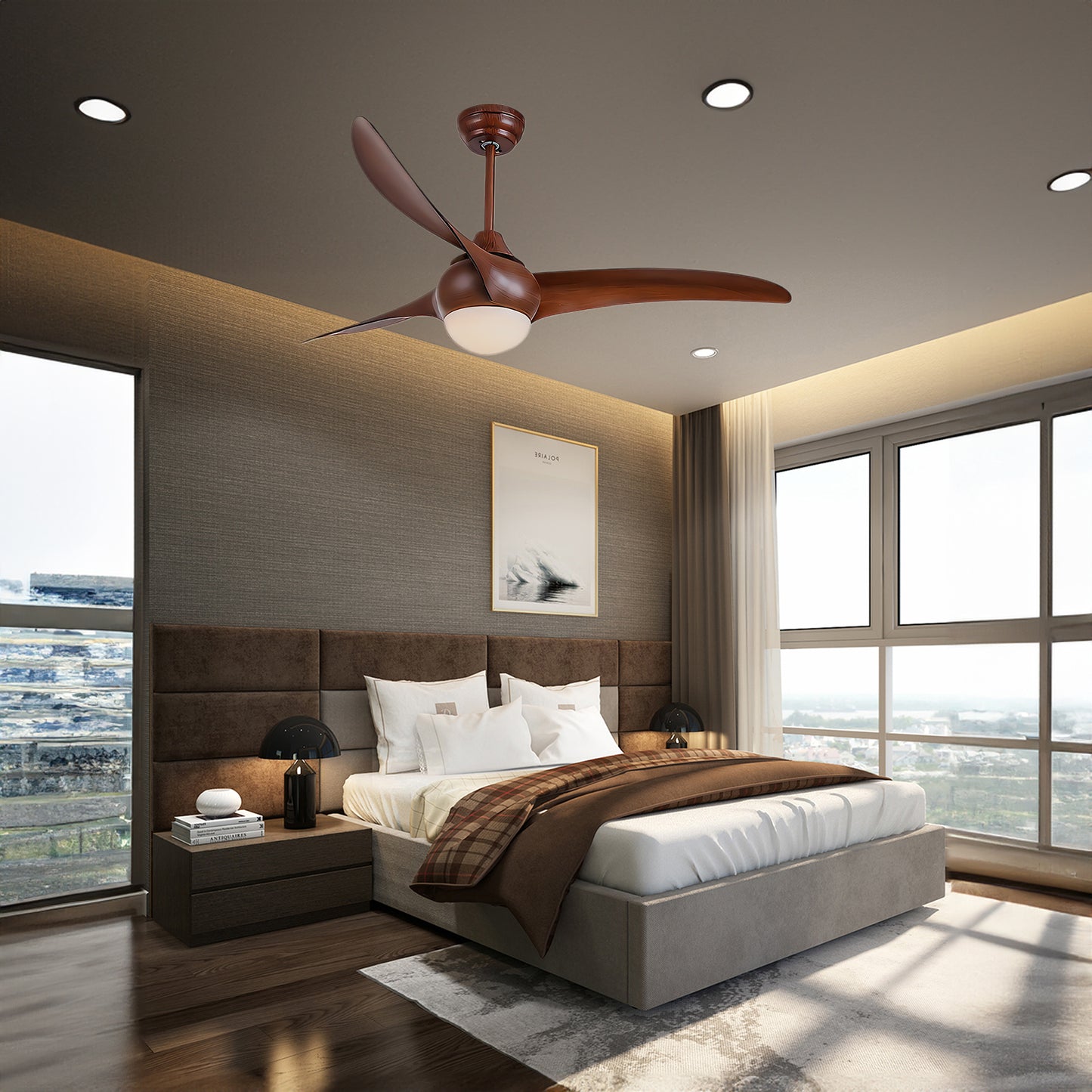 Traditional Contemporary Wood Ceiling Fan Light