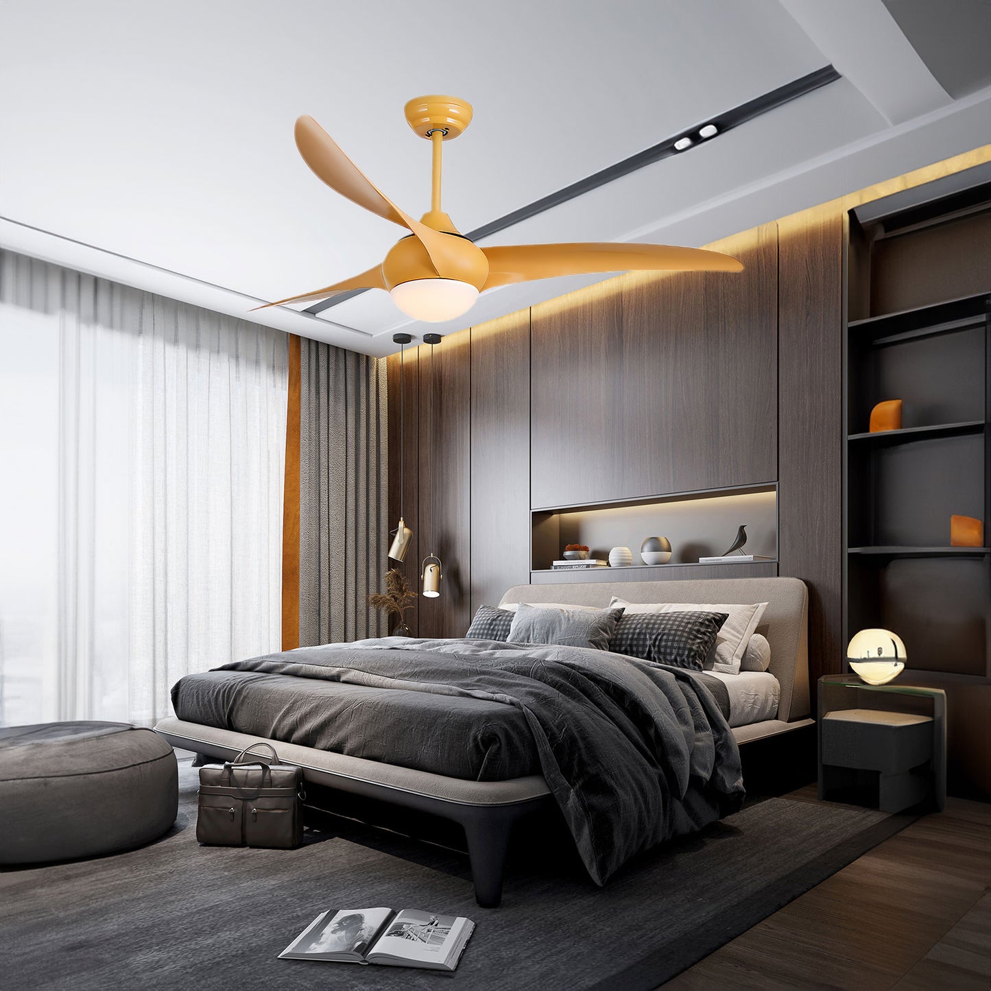 Traditional Contemporary Wood Ceiling Fan Light