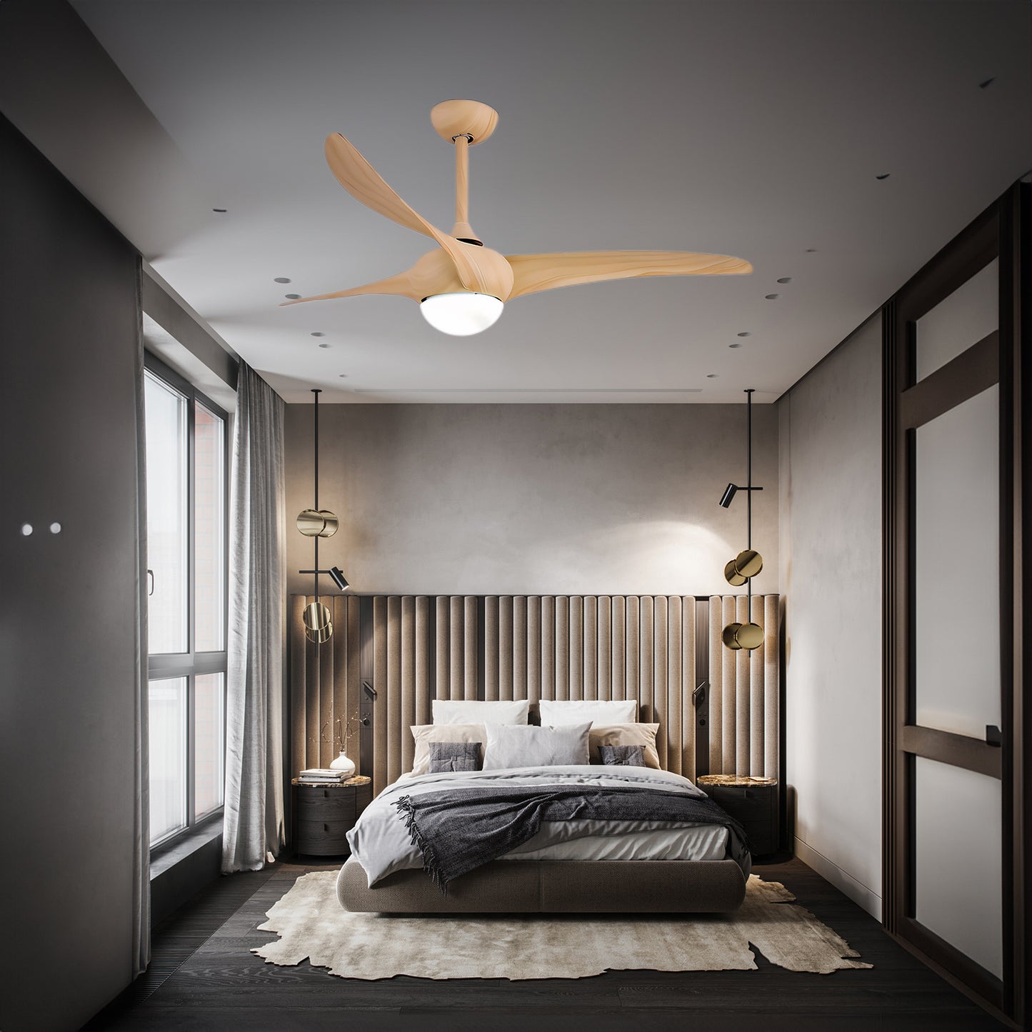 Traditional Contemporary Wood Ceiling Fan Light