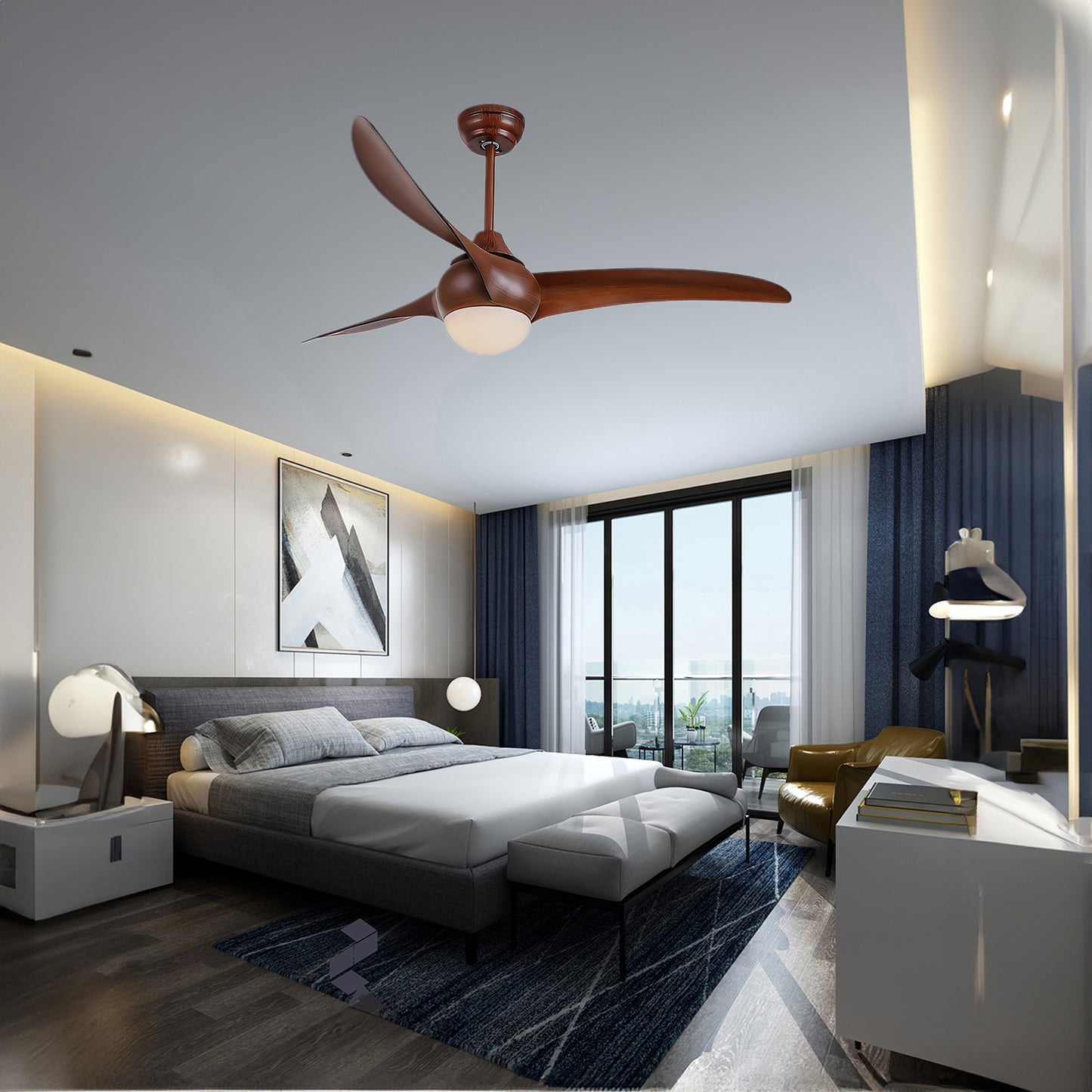 Traditional Contemporary Wood Ceiling Fan Light