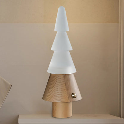 Tree Built-in Battery Art Deco Wood Table Lamp