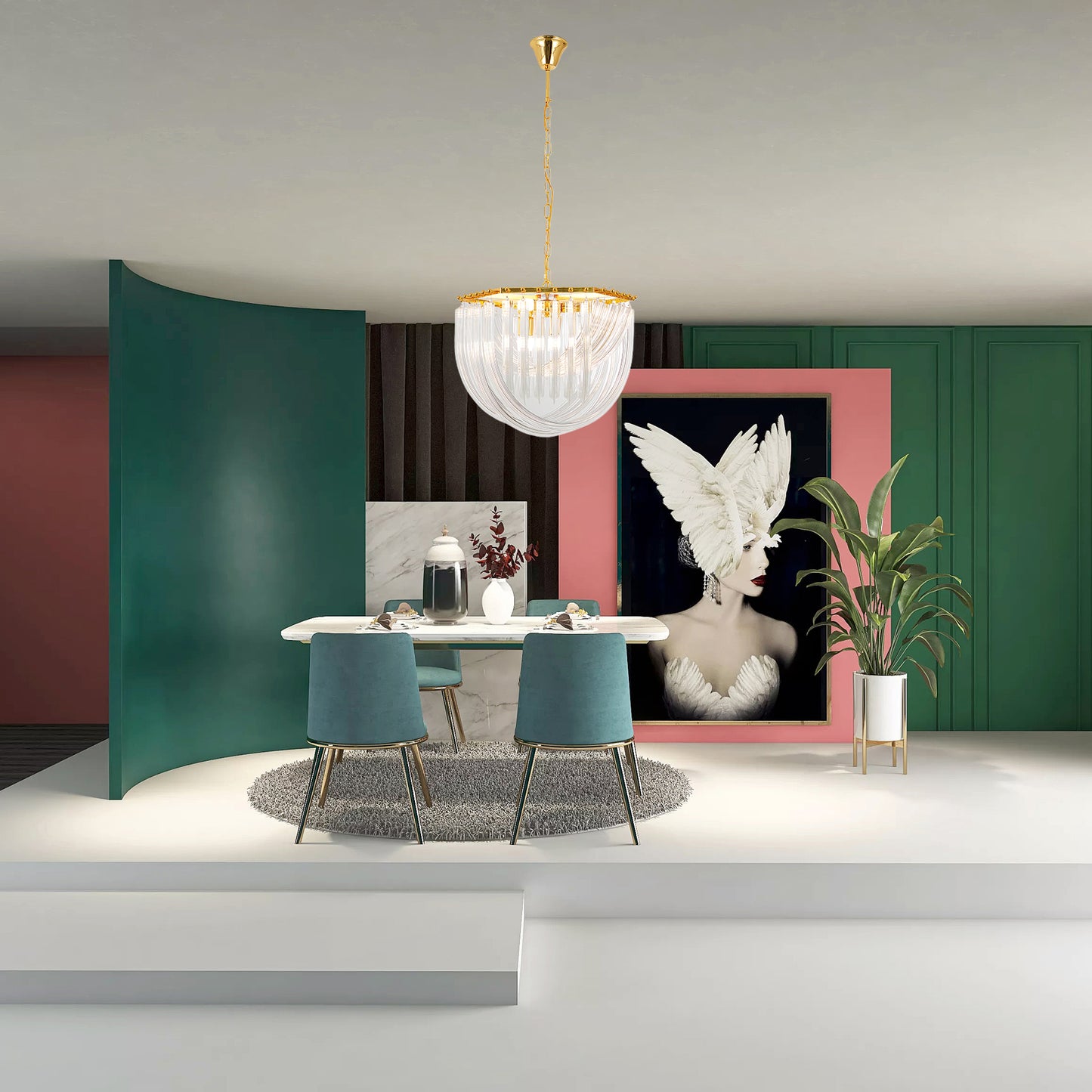 Trevi Murano Mid-century Crystal Chandelier