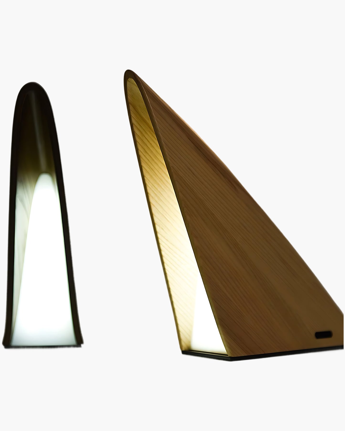 Triangular Built-in Battery Art Deco Wood Table Lamp