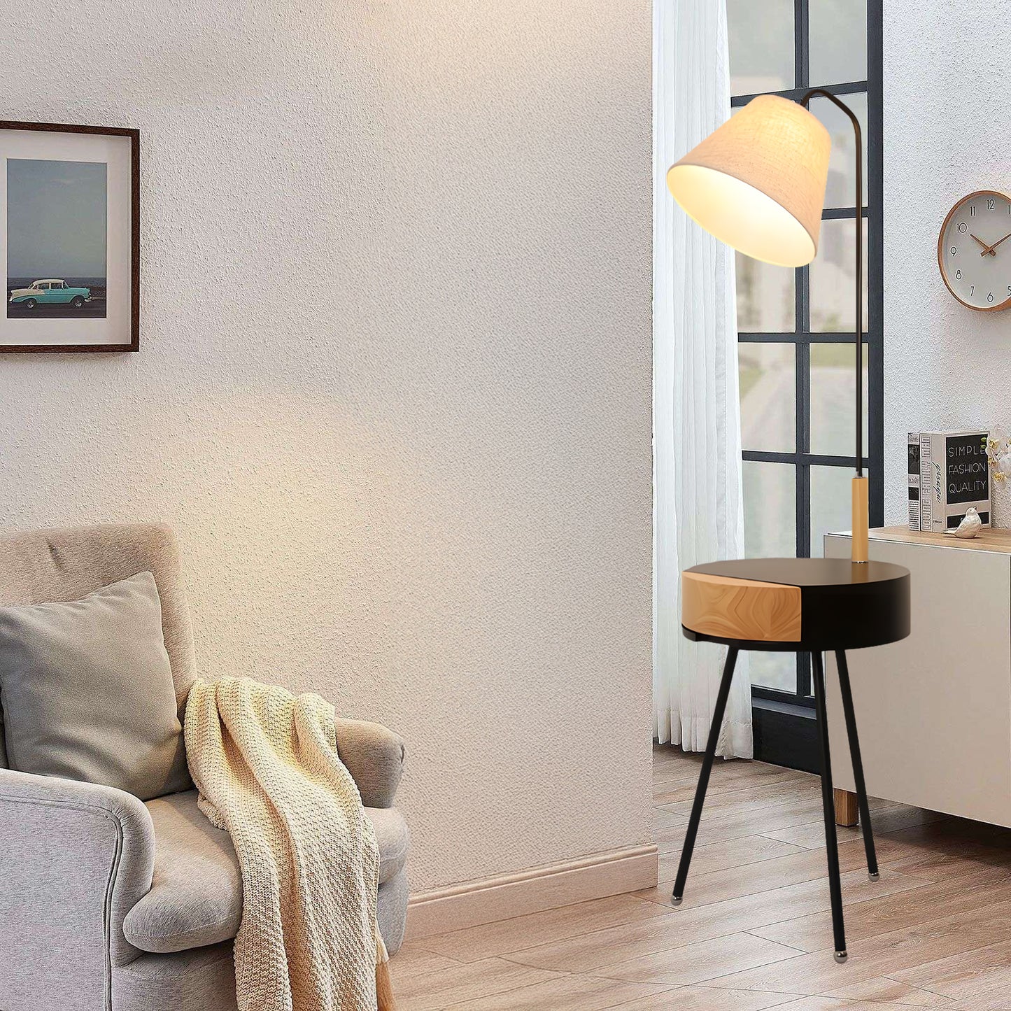 Tripod Fabric Modern Metal Floor Lamp