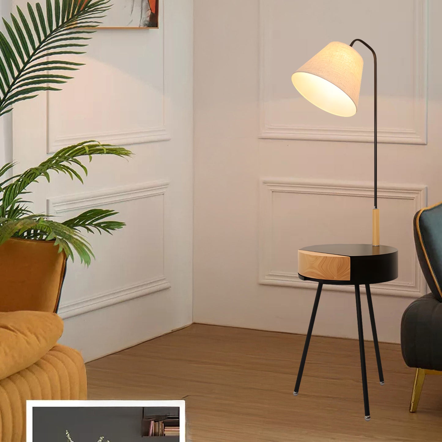 Tripod Fabric Modern Metal Floor Lamp