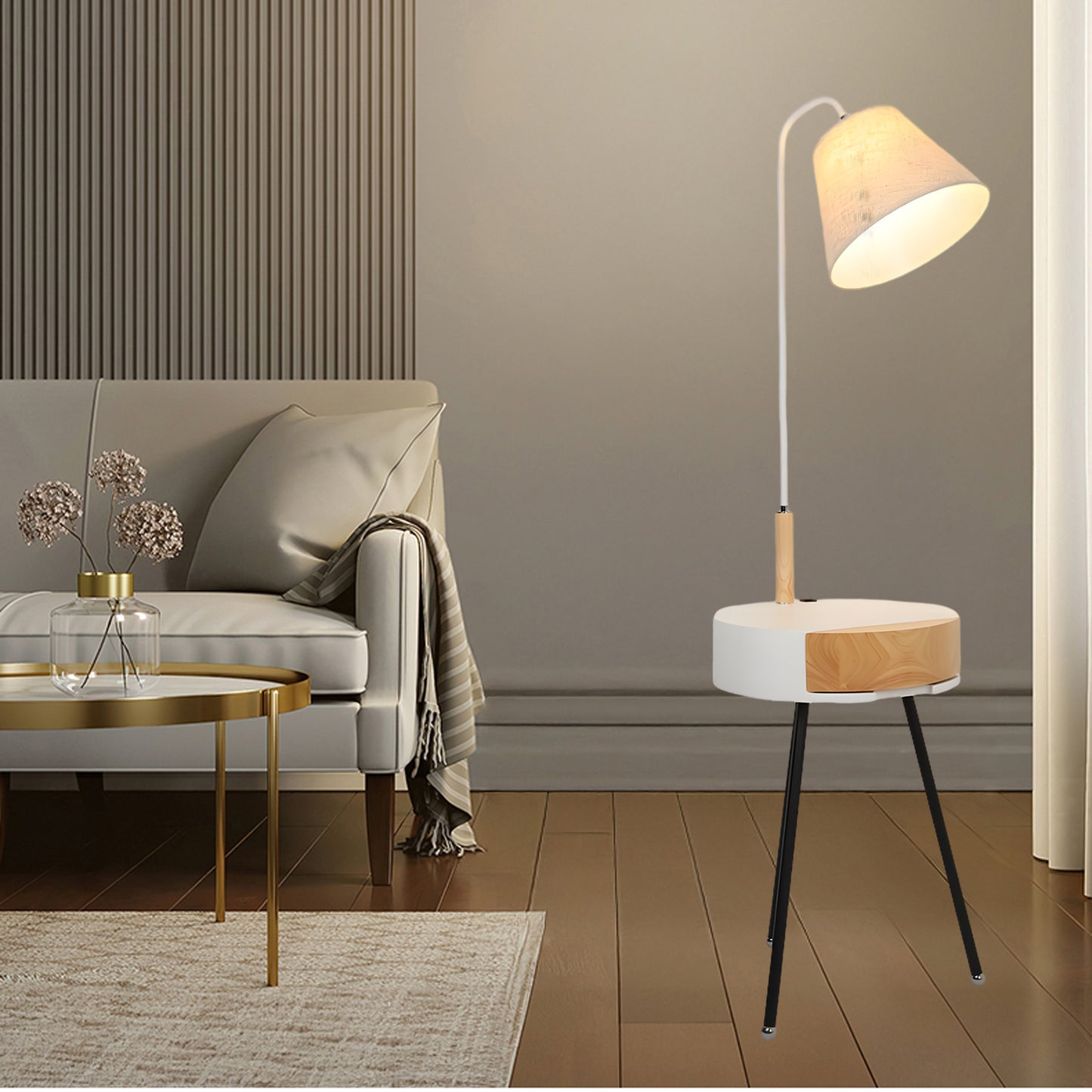 Tripod Fabric Modern Metal Floor Lamp