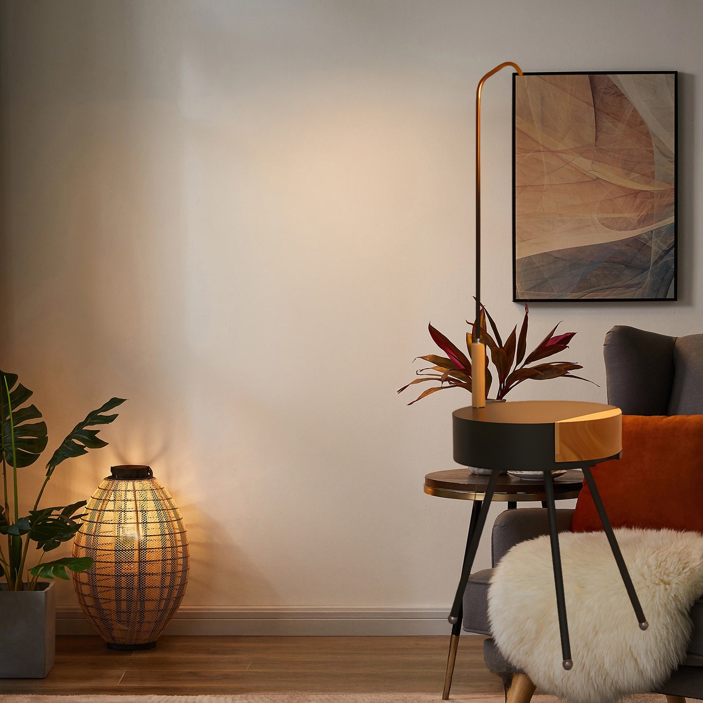 Tripod Fabric Modern Metal Floor Lamp