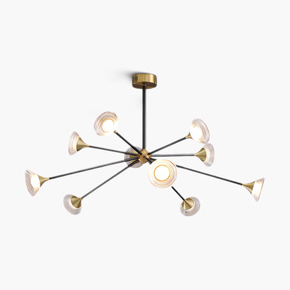 Tristan Art Deco Brass Chandelier