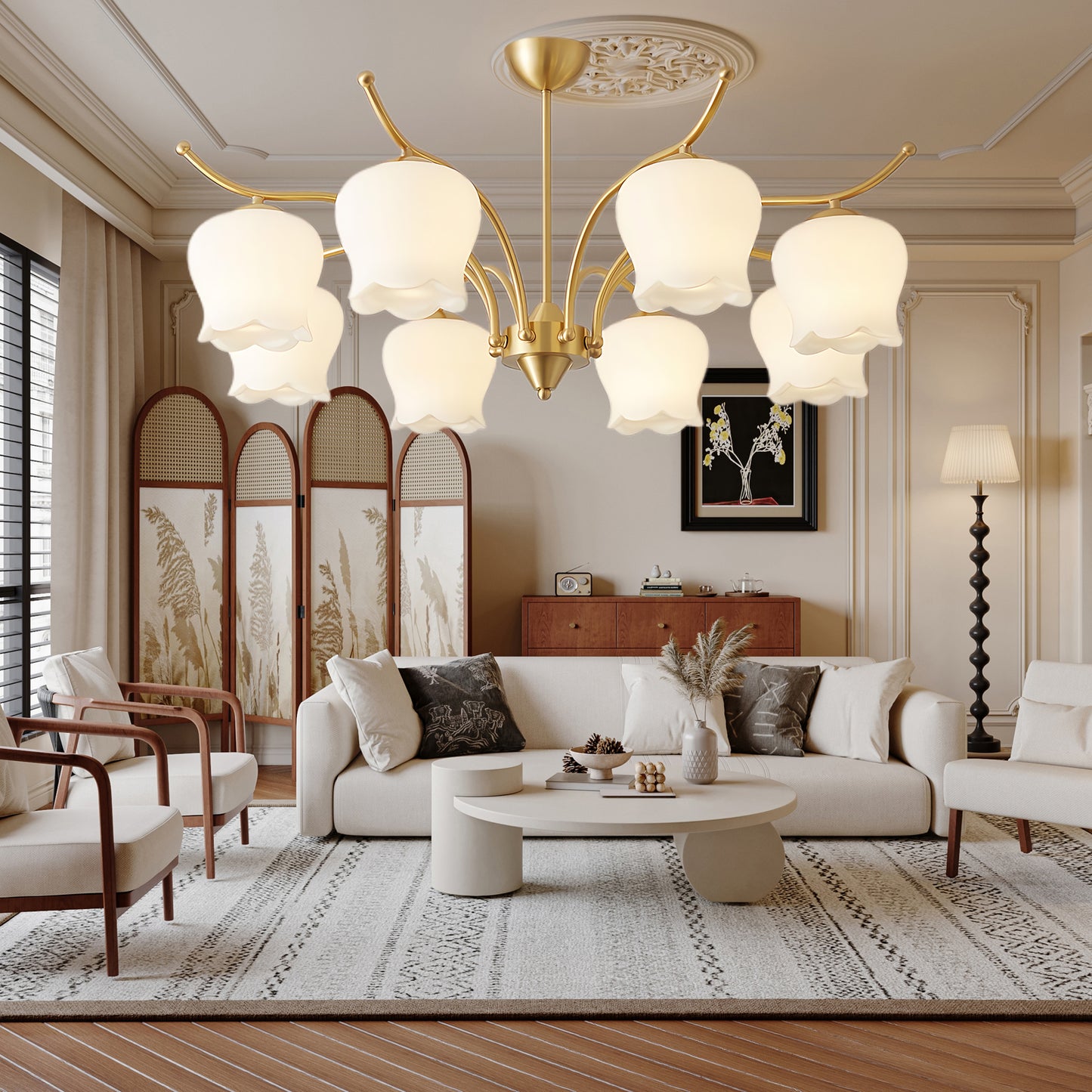 Tulip Brass Modern Crystal Chandelier