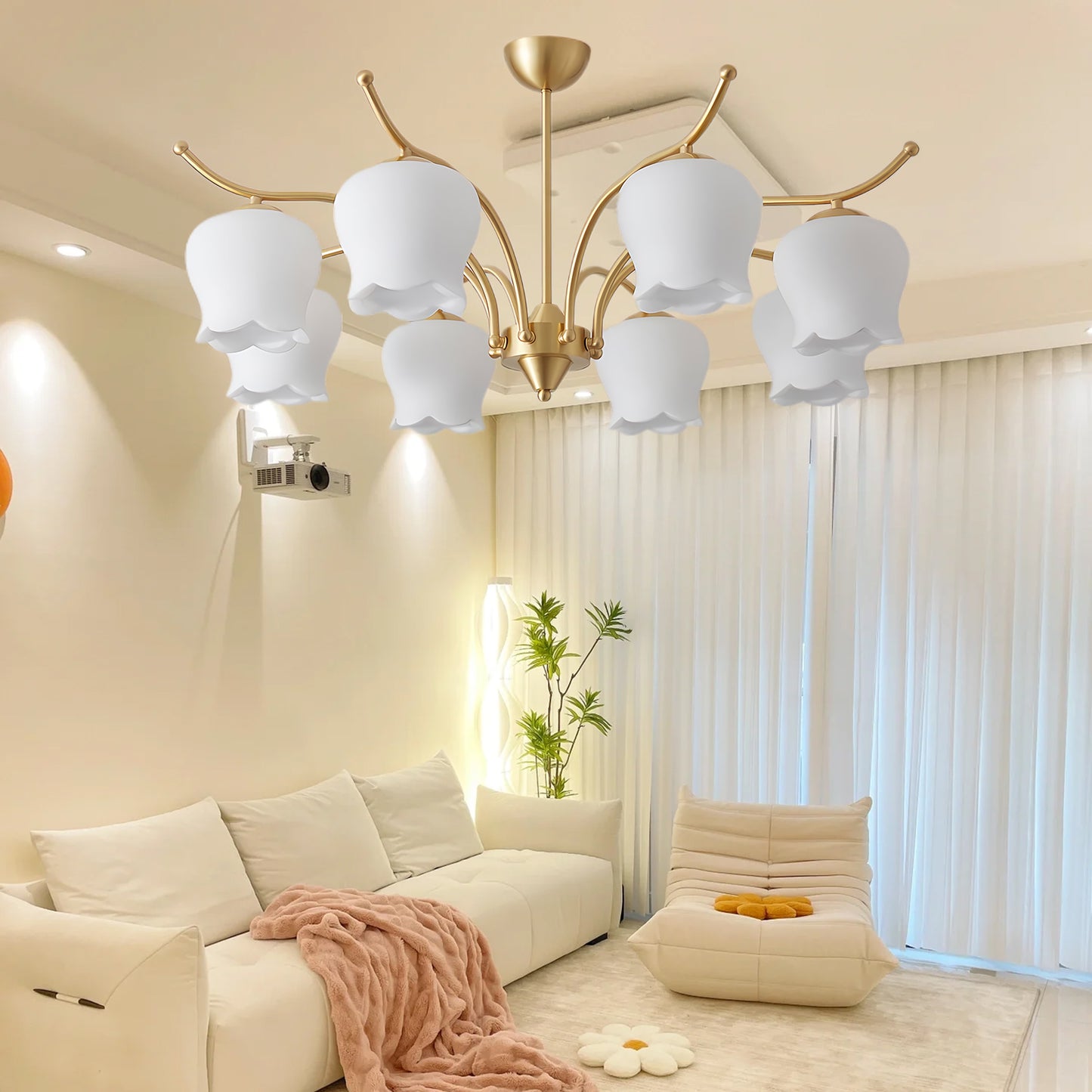 Tulip Brass Modern Crystal Chandelier