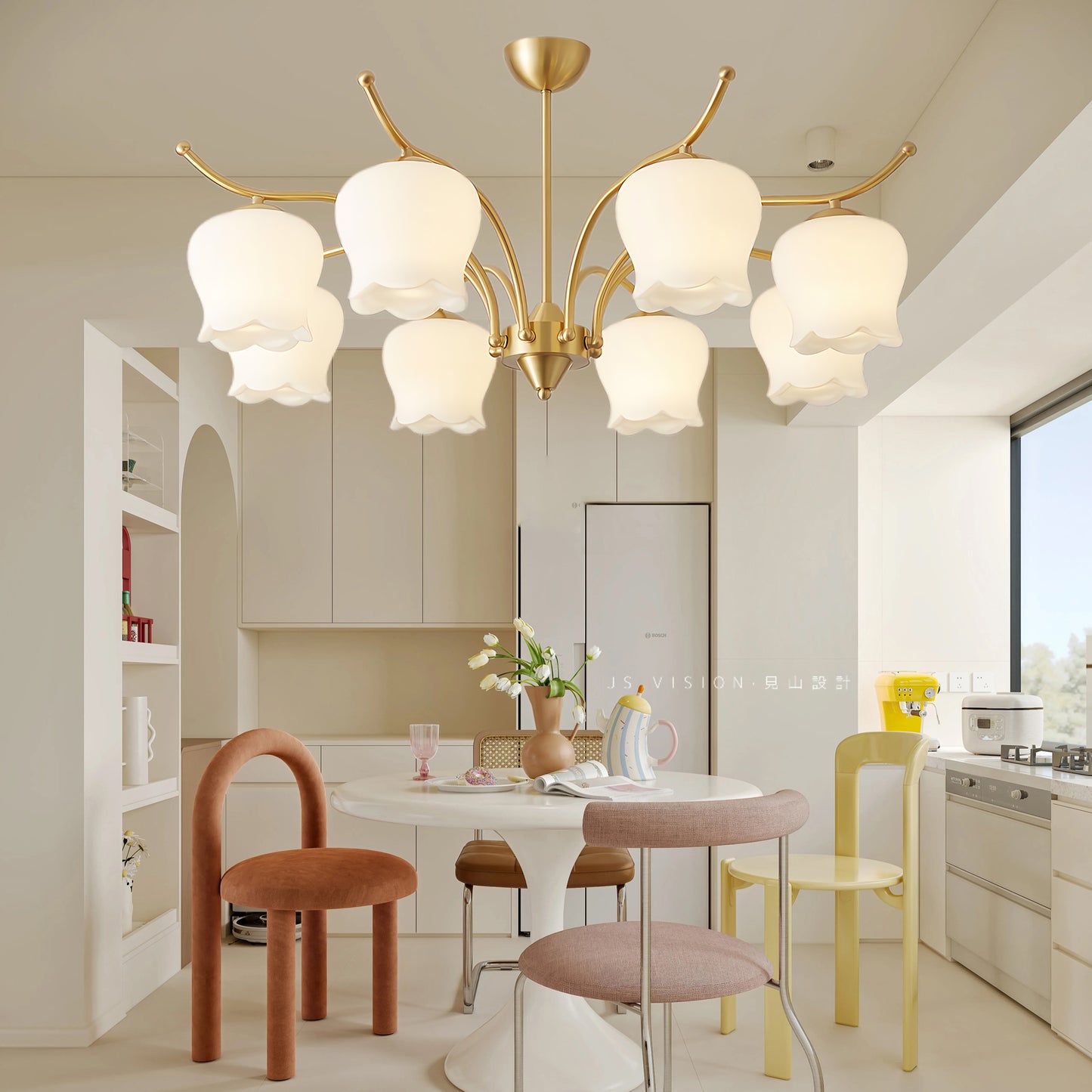 Tulip Brass Modern Crystal Chandelier