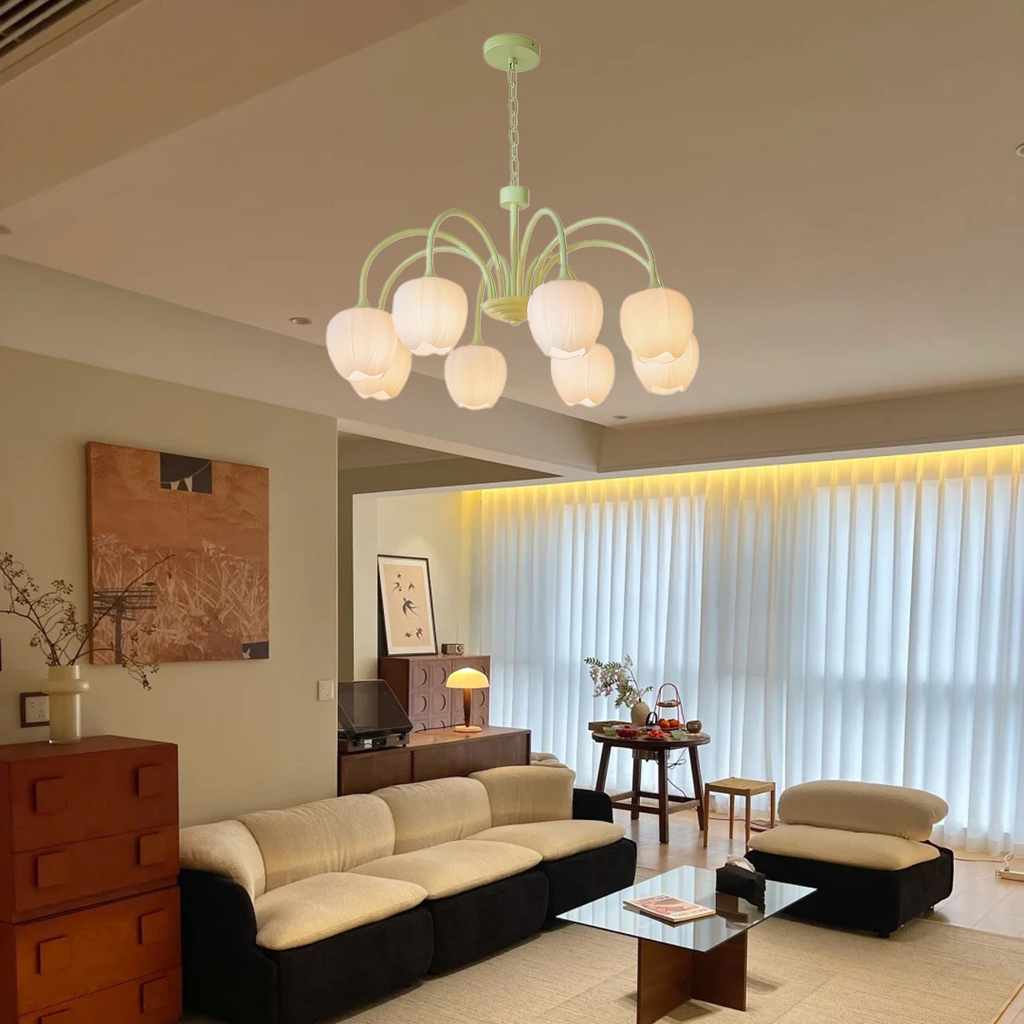 Tulip Matcha Modern Crystal Chandelier